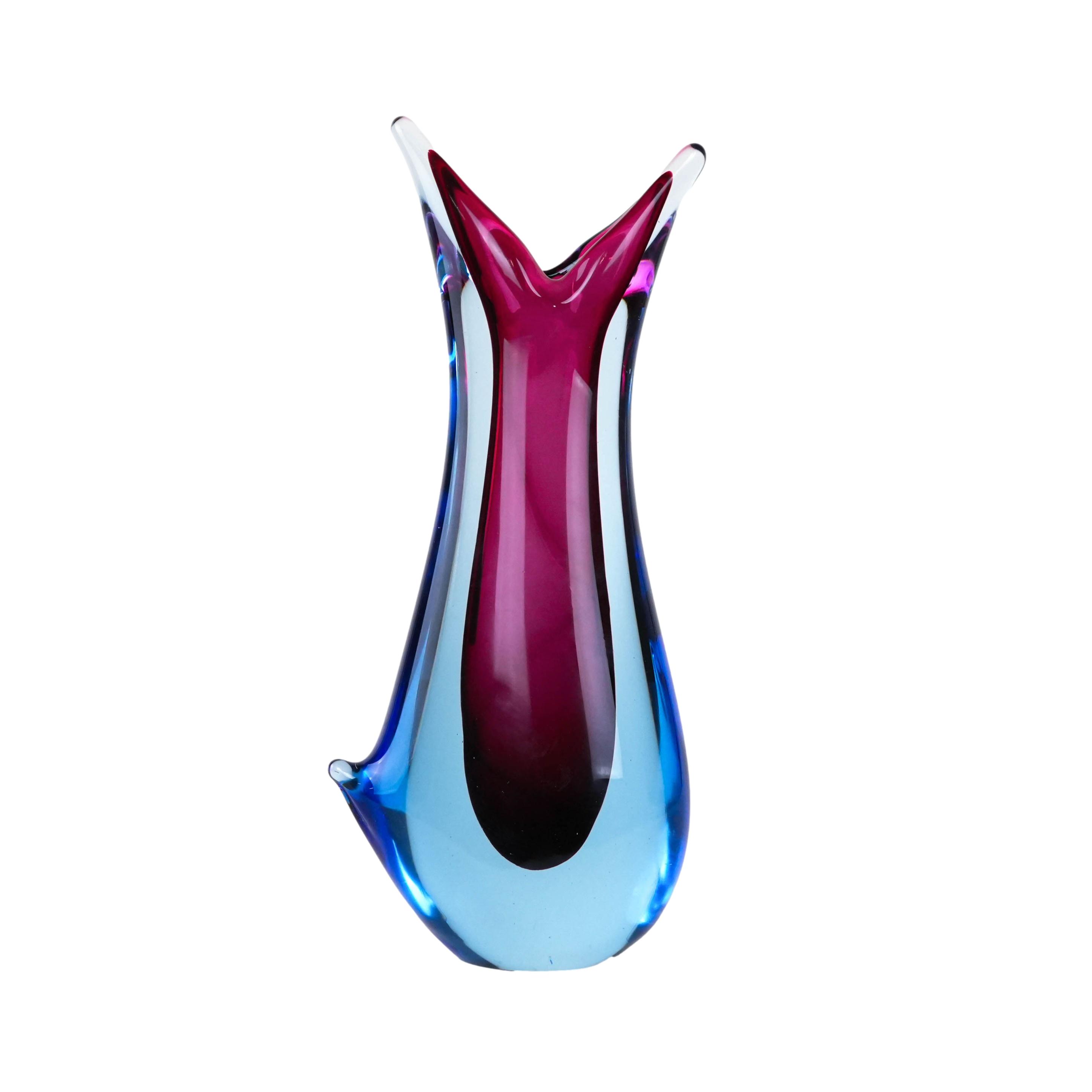 Vaso in vetro di Murano blu anni '60