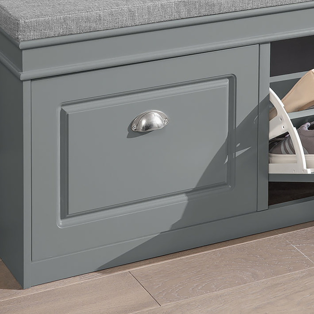 Estha I Shoe cabinet bench with seat cushion wood grey