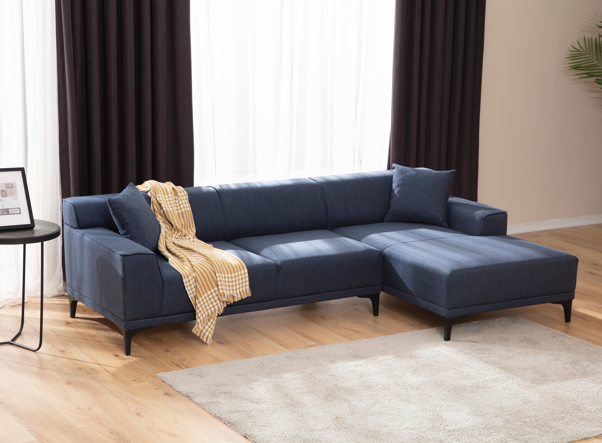 Modernes Sofa Récamiere Rechts Blau