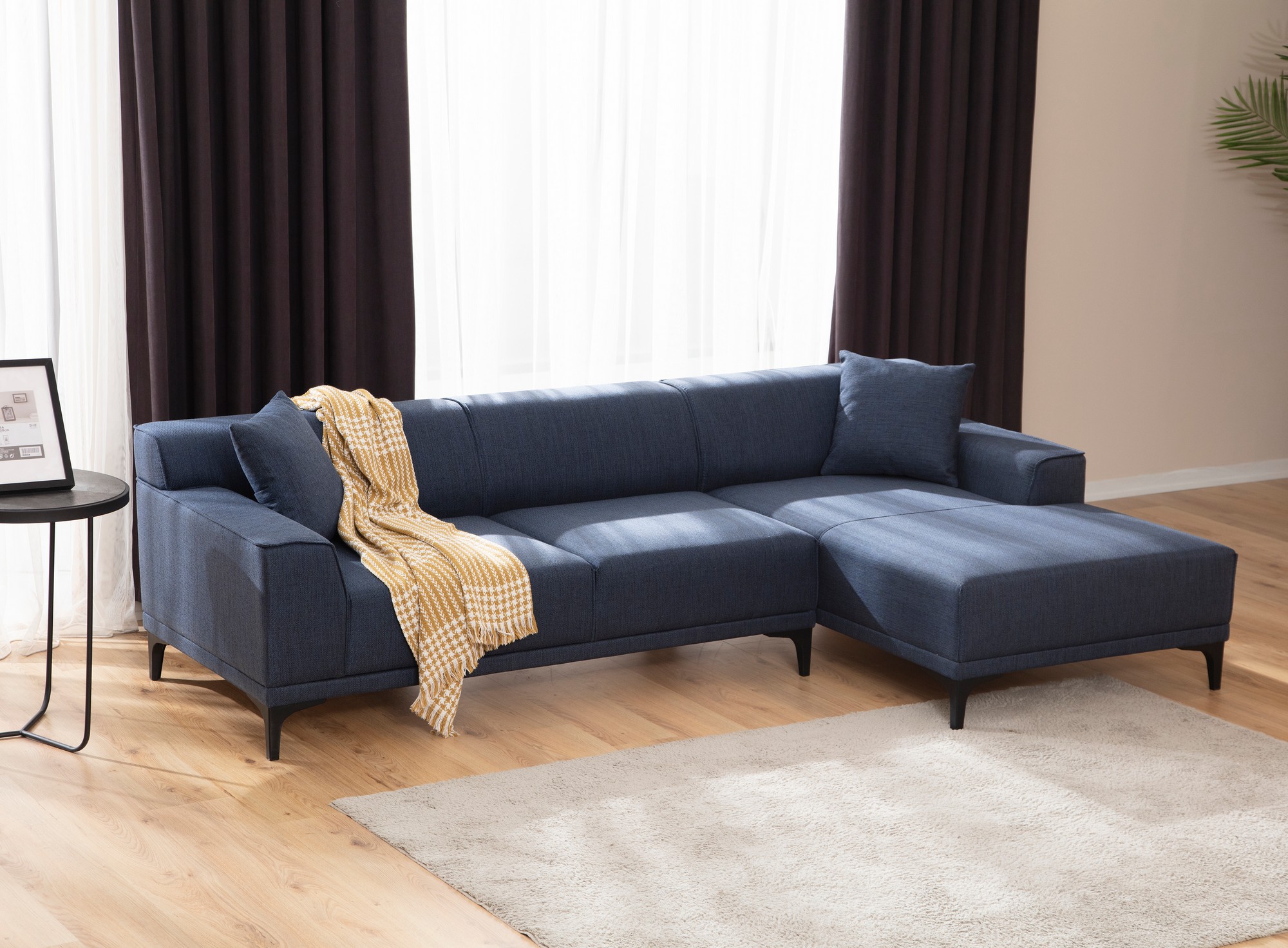 Divano moderno chaise longue destra blu