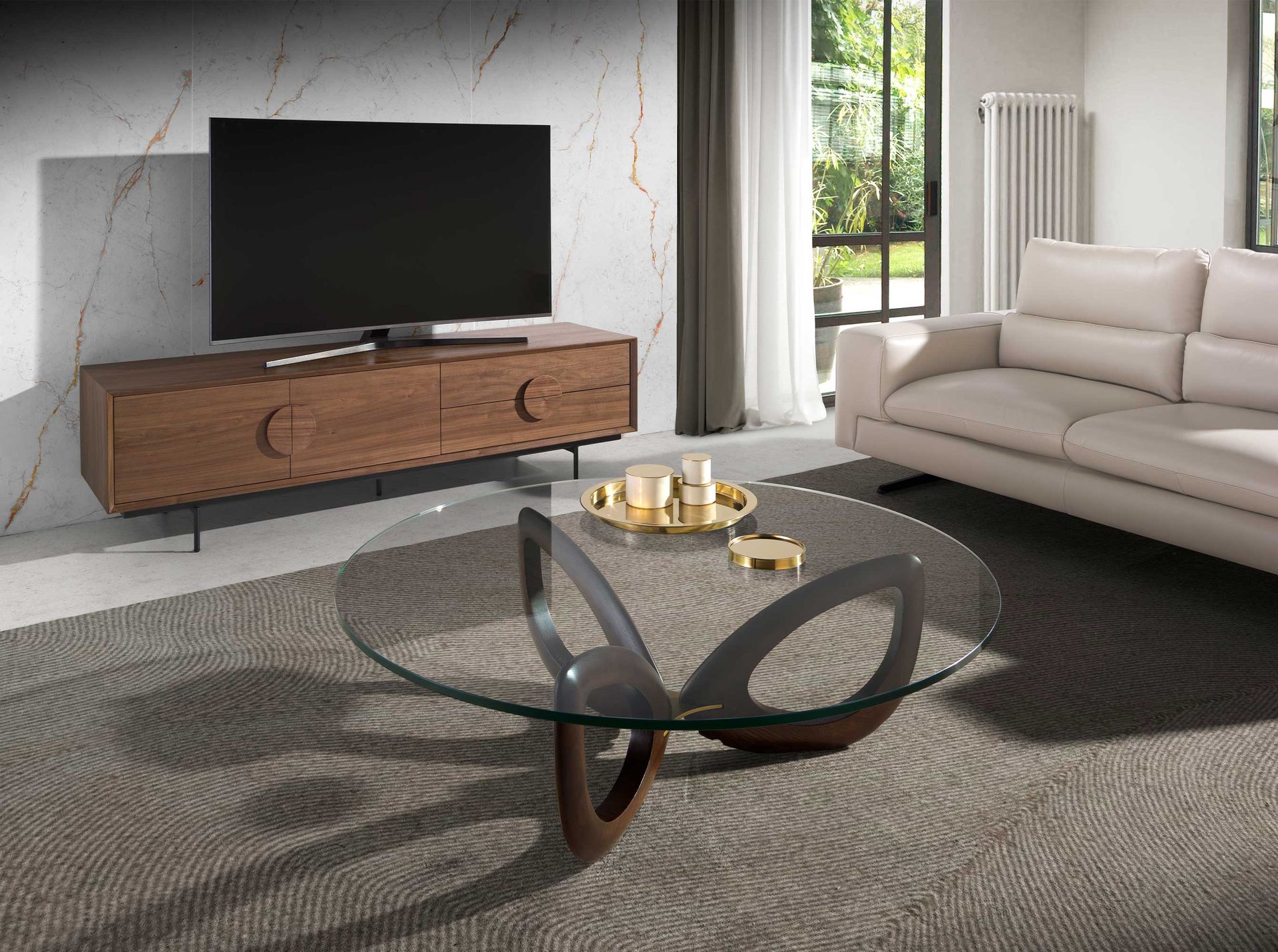 Runder Couchtisch Glas Braun