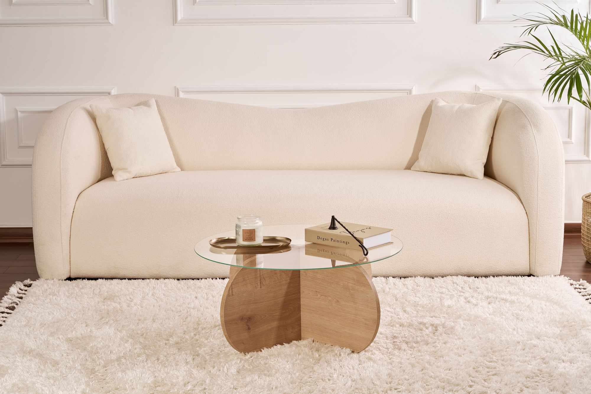 Aeris Coffee table Sapphire Oak Transparent Ø75cm