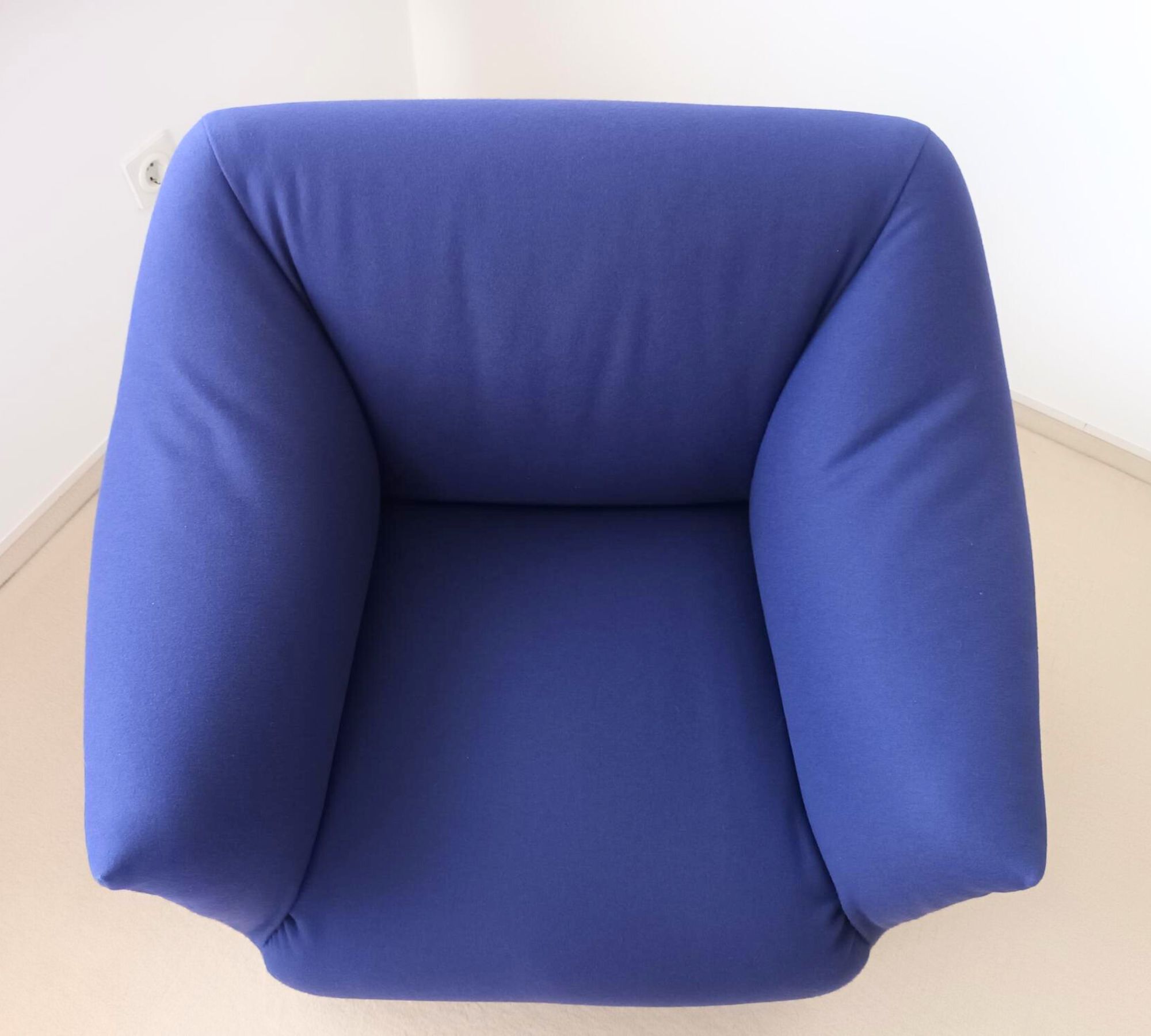 Ess Sessel mit Rollen Baumwolle Holz Blau