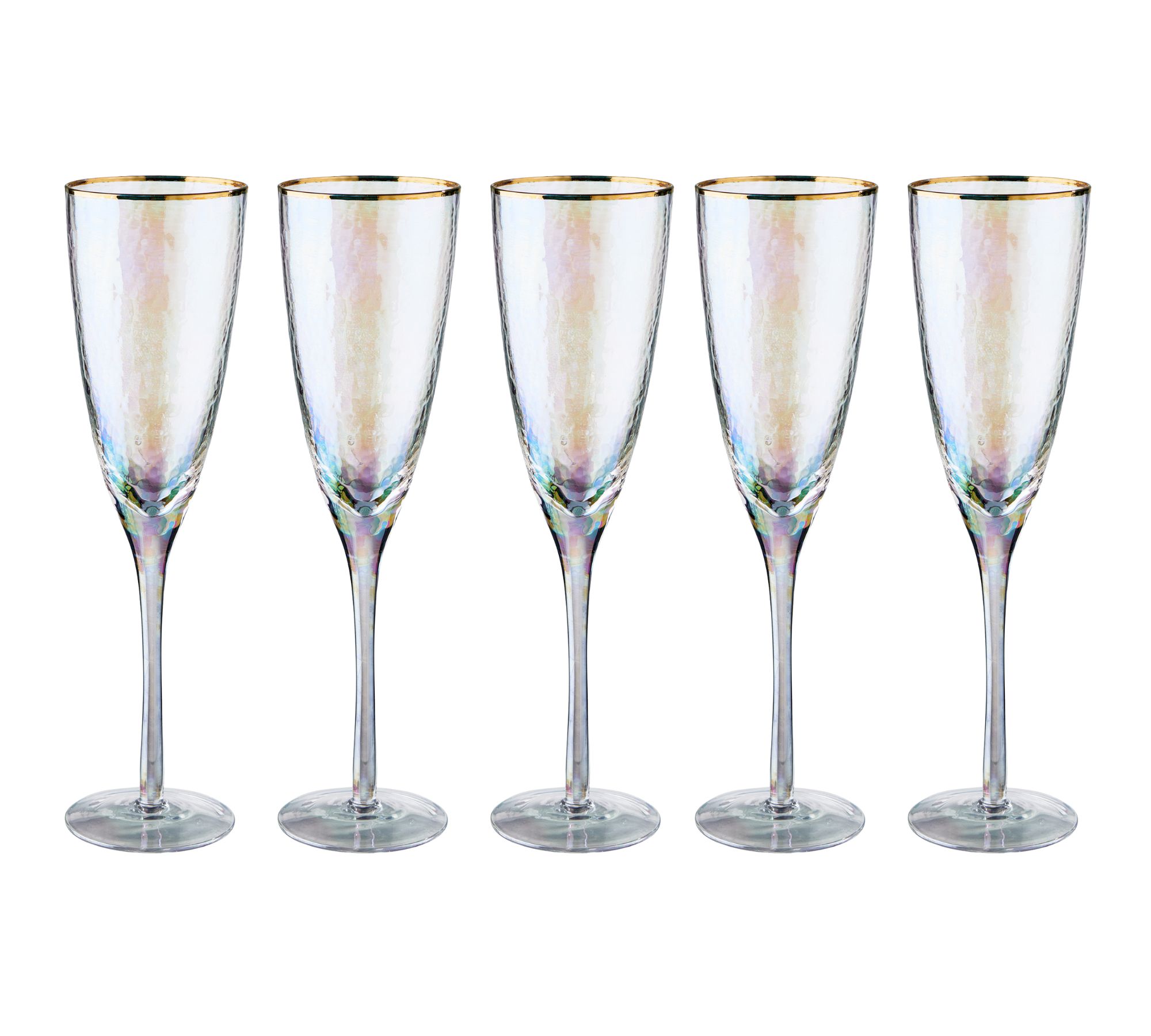 Smeralda 5x Sektglas Set mit Goldrand 250ml 