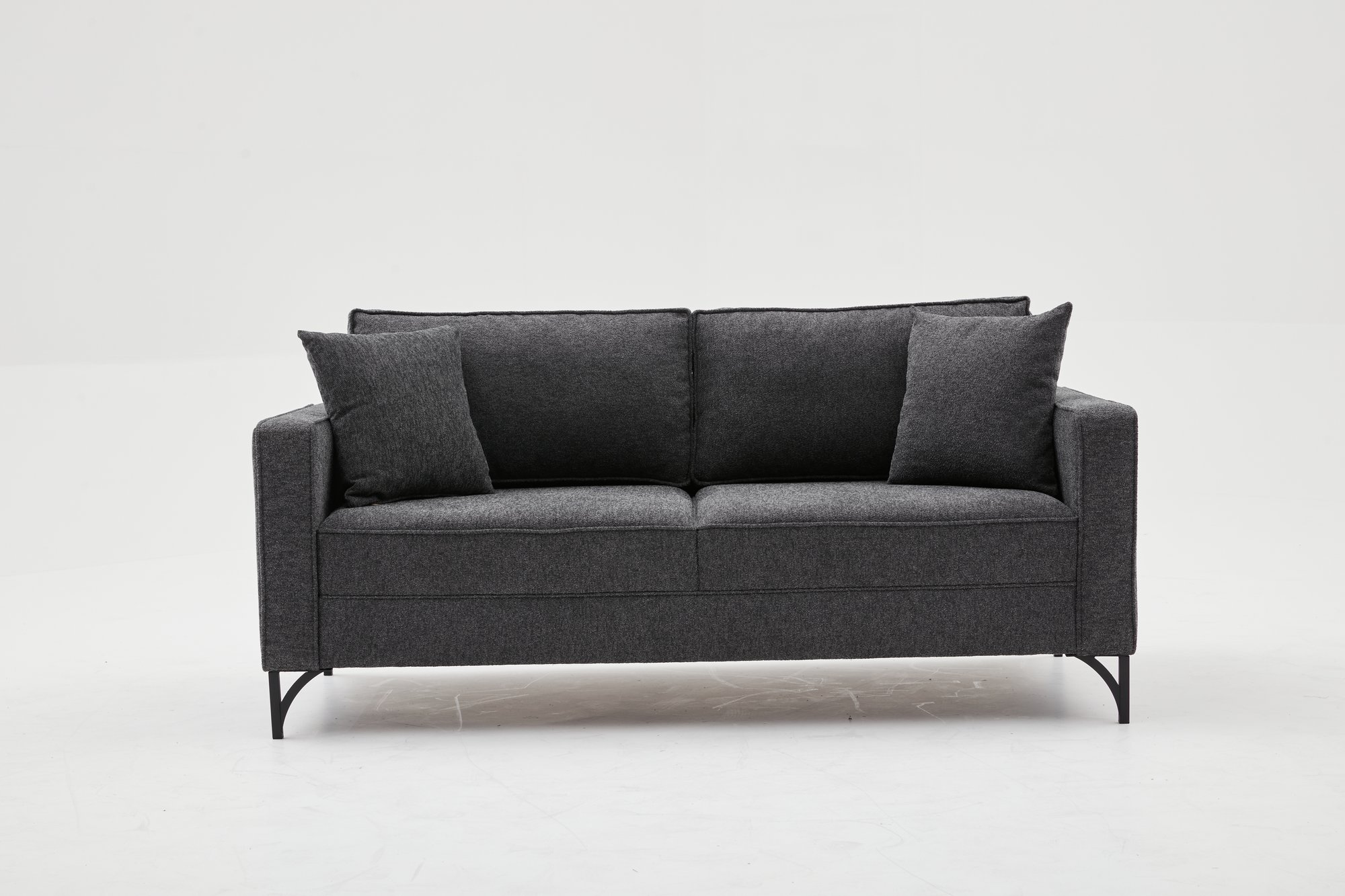 Lima Sofa 2-Sitzer Anthrazit mit schwarzen Beinen