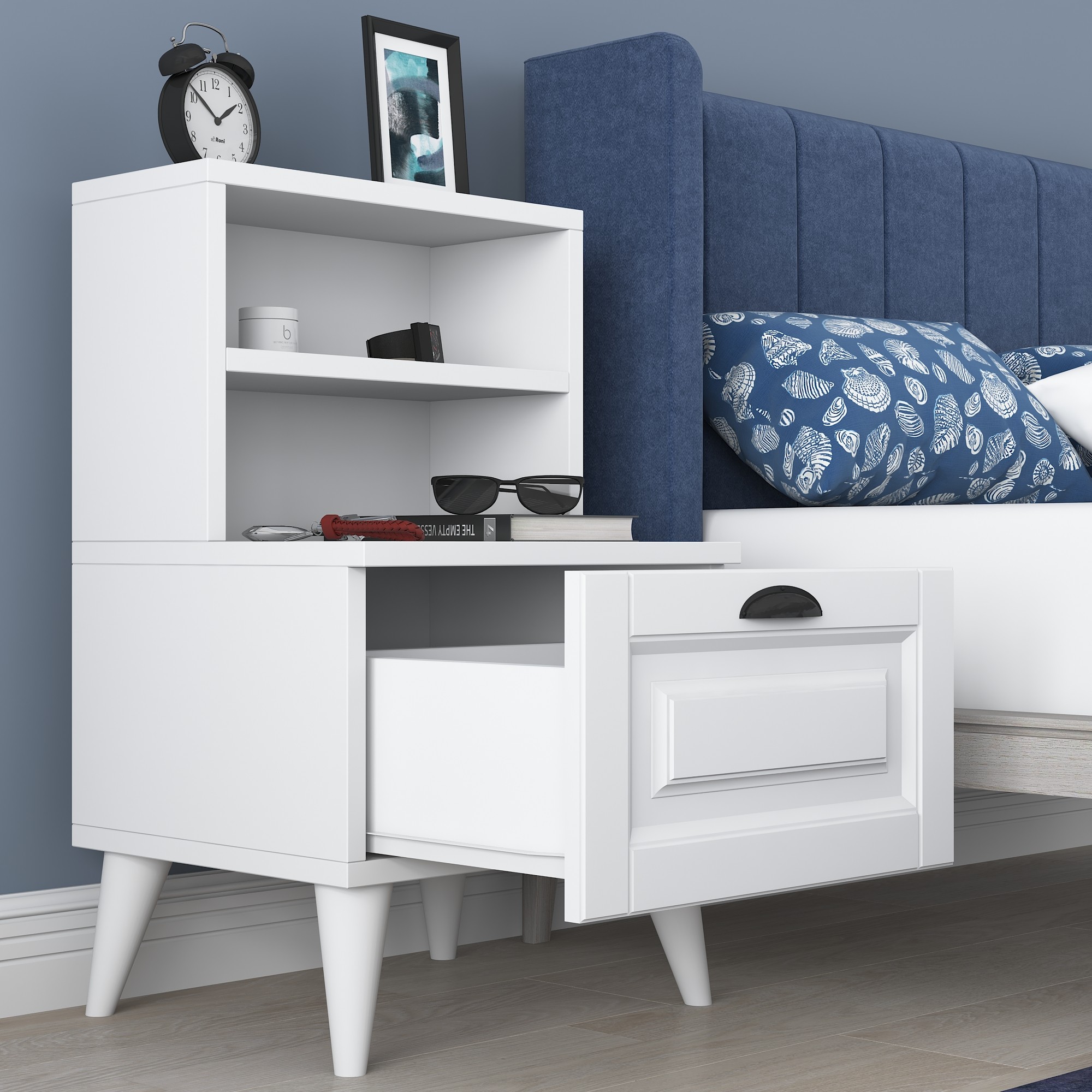 Bd105 Nightstand Wood veneer White