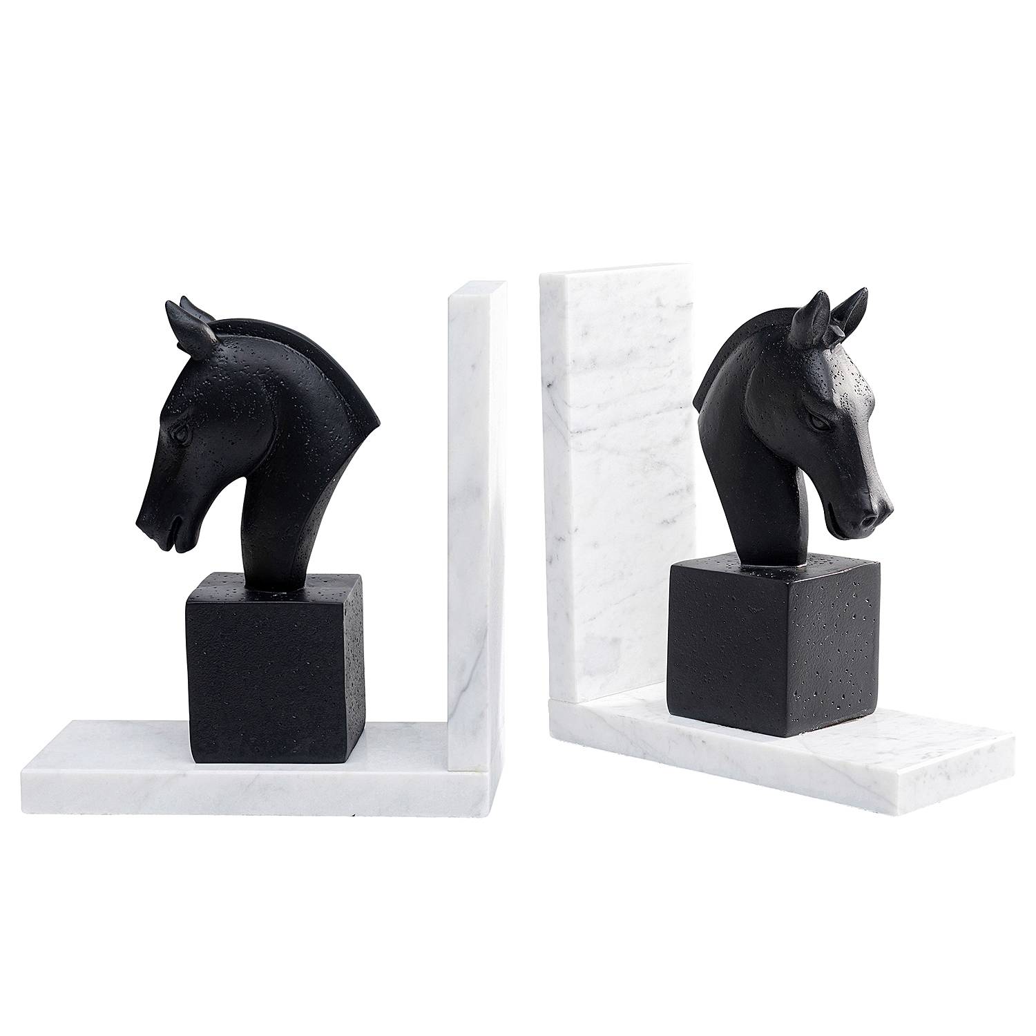 Buchstütze Horse 2er Set Polyresin Marmor Mehrfarbig