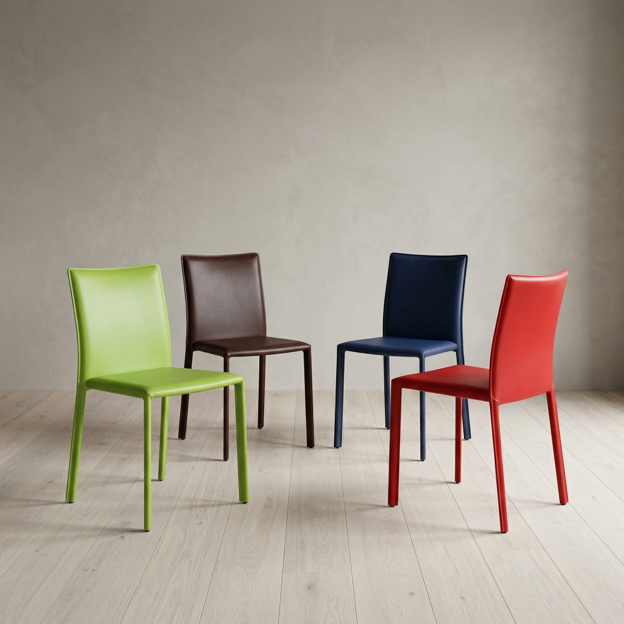 4x Sunrise Set Sedia da pranzo Pelle Multicolore