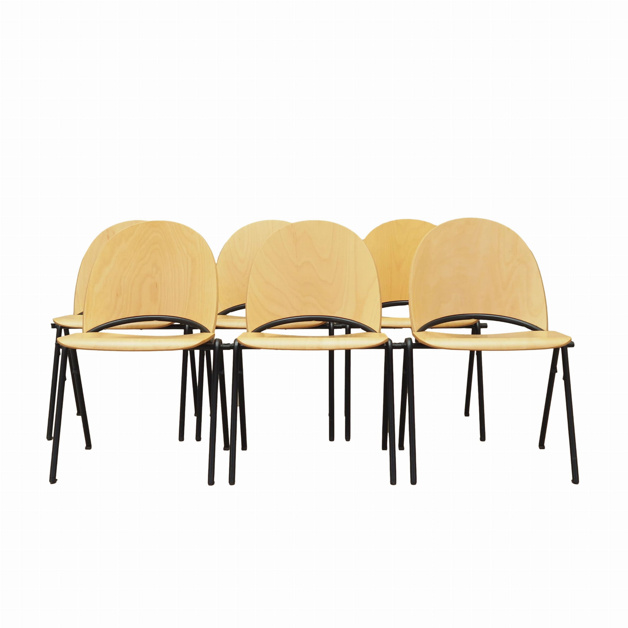 6x Vintage Chair Wood Metal Brown 1970s