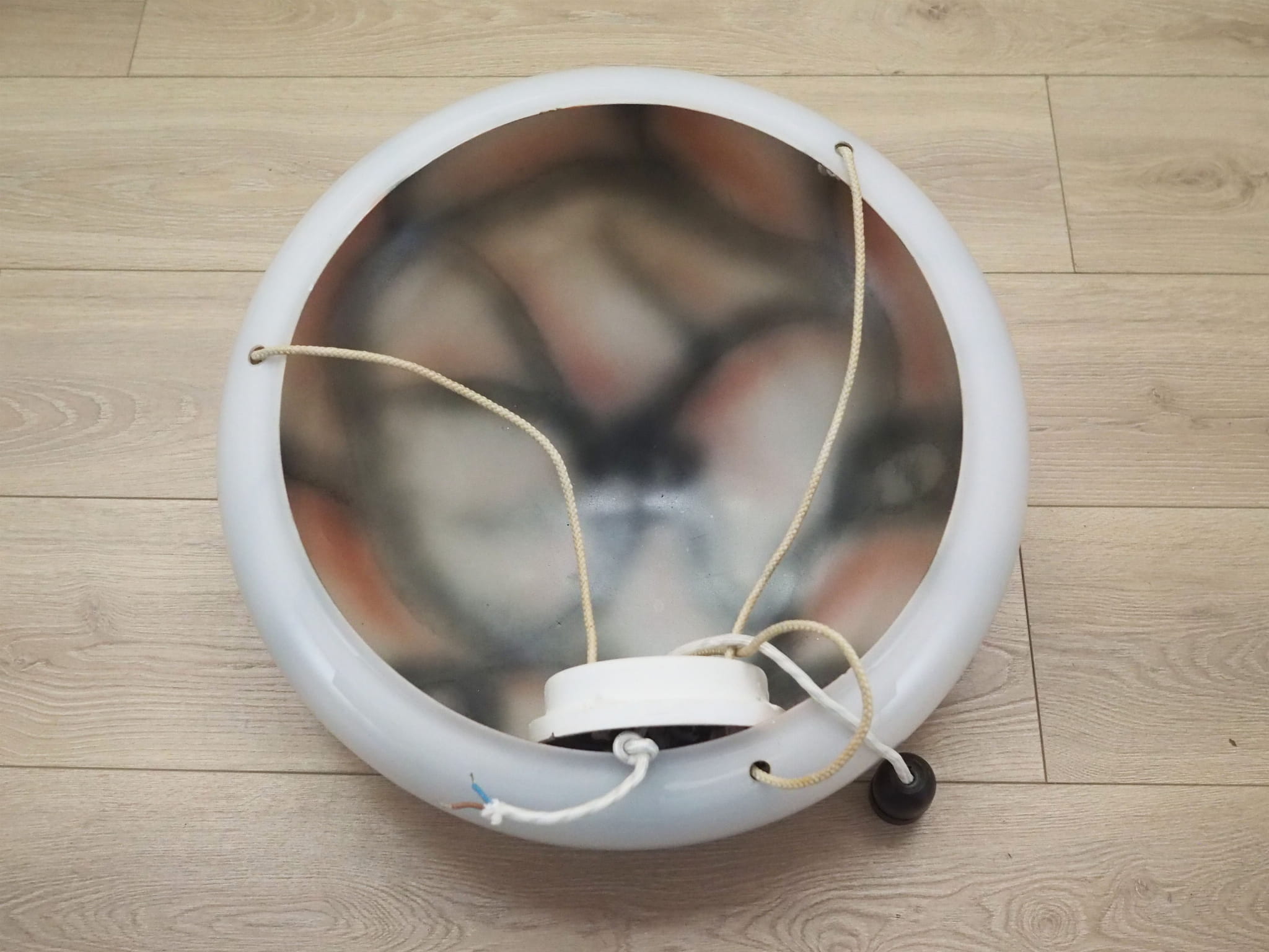 Vintage Pendant Lamp Glass White 1970s