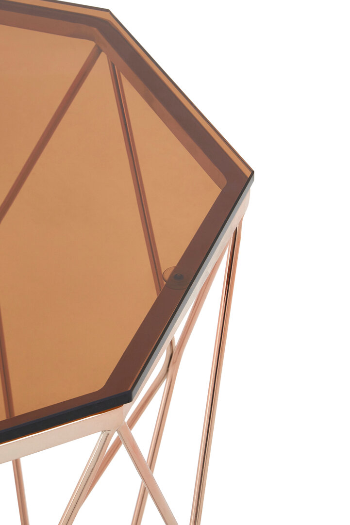 Allure Beistelltisch Glas Metall Roségold