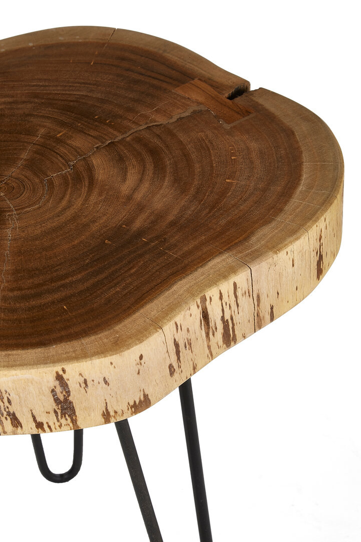 Nandri Side Table Solid Acacia Wood Metal