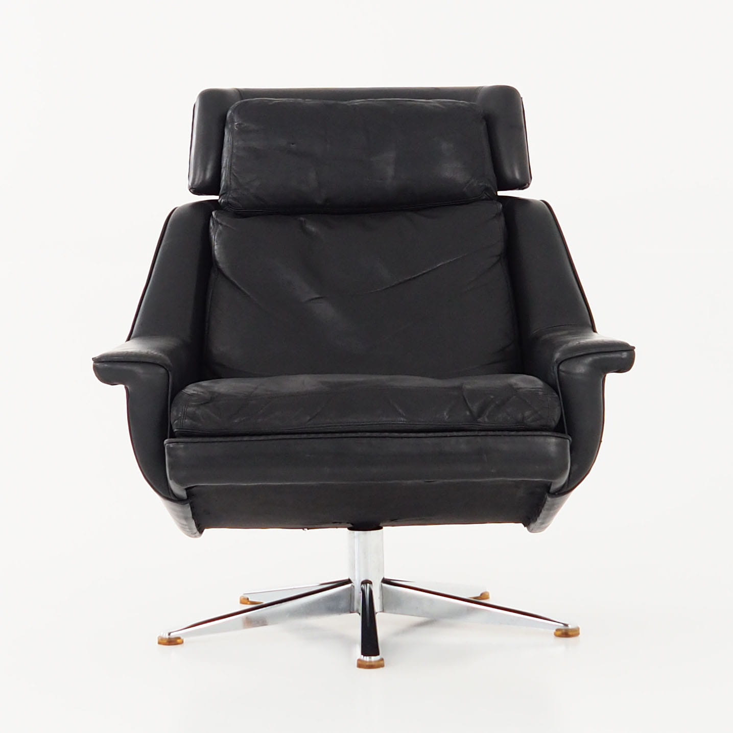 Vintage office chair leather black 1970s