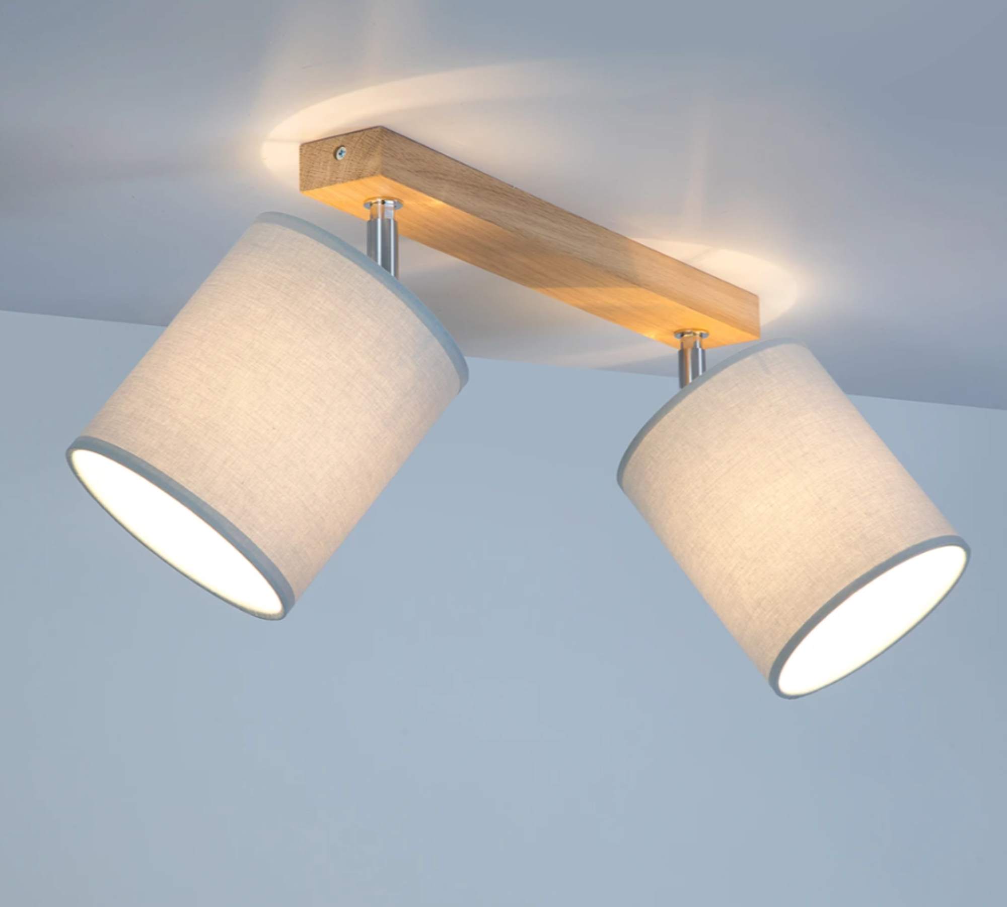 Deckenleuchte 2-flammig Holz Weiß