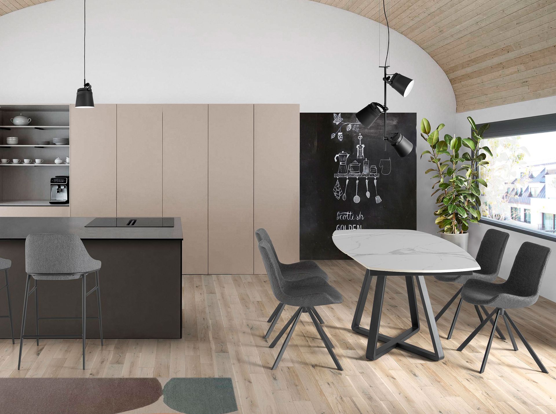 Dining chair textile dark grey