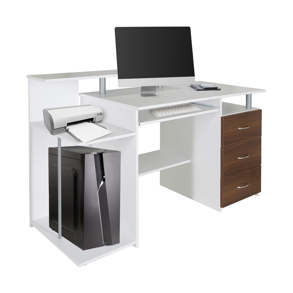 WORKSPACE H IV Desk Wood White/Walnut