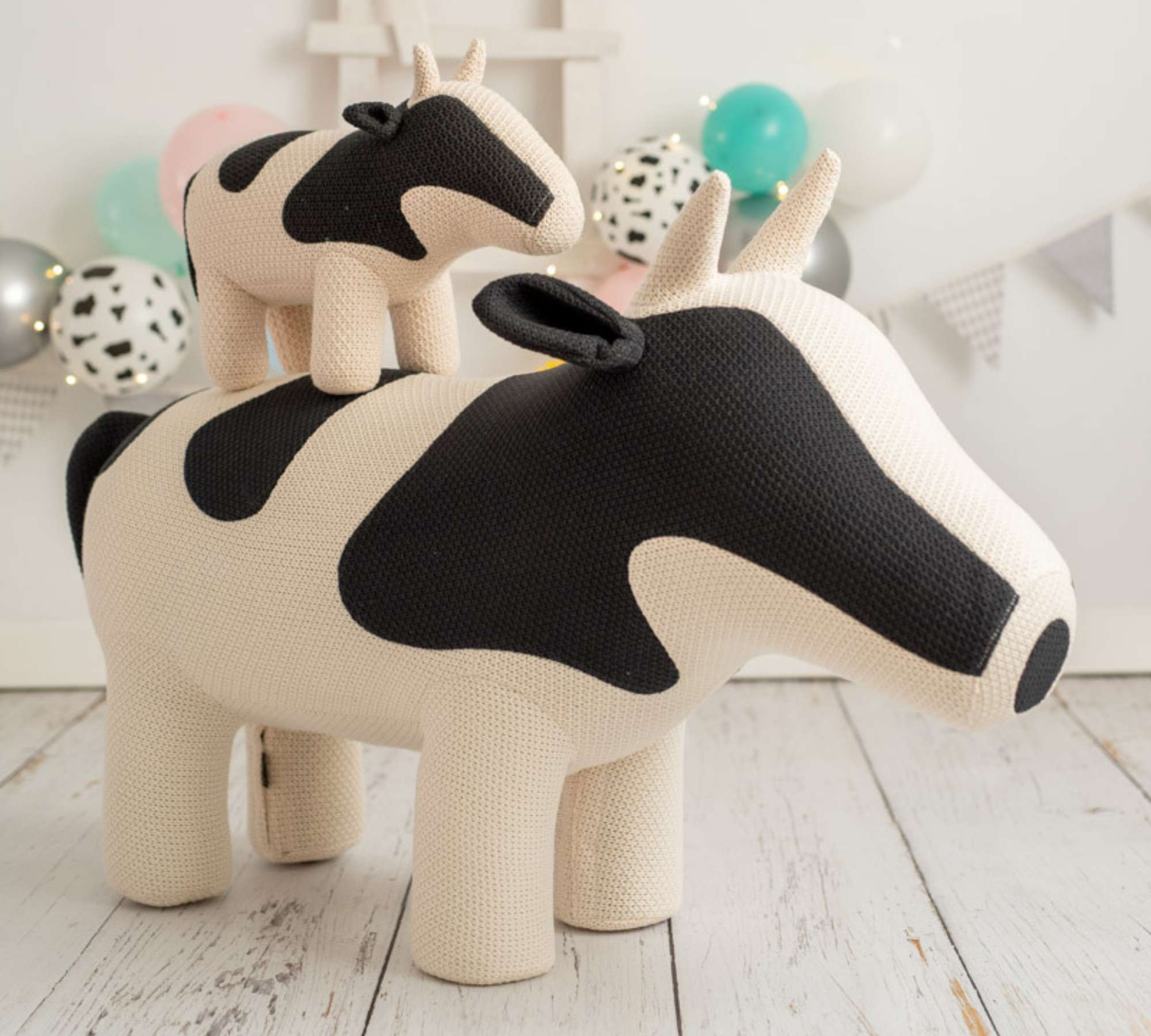 Cow Maxi plush toy Cotton Wood White Spotted