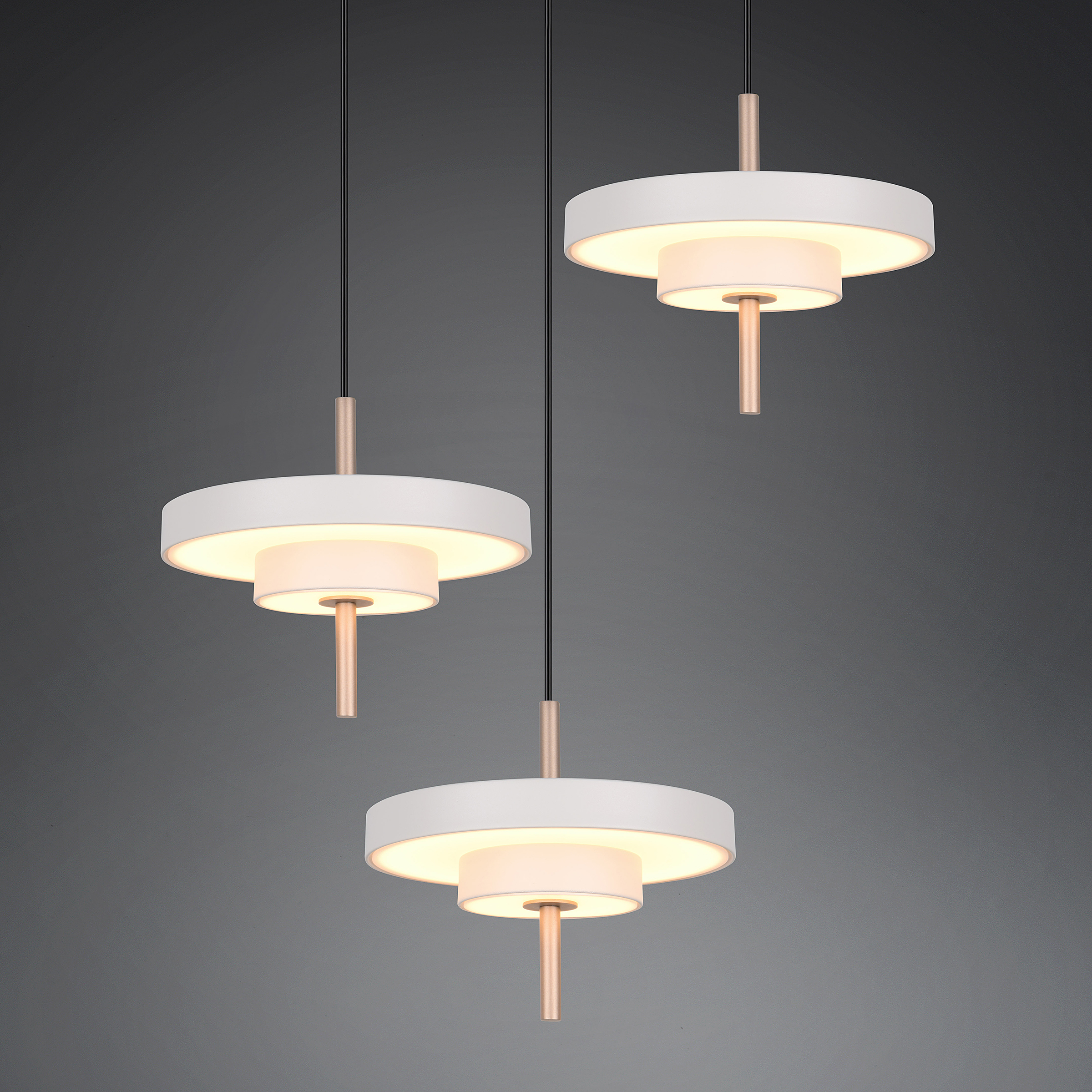 Keaton 3-Flammige LED-Pendelleuchte Rund Polycarbonat Grau