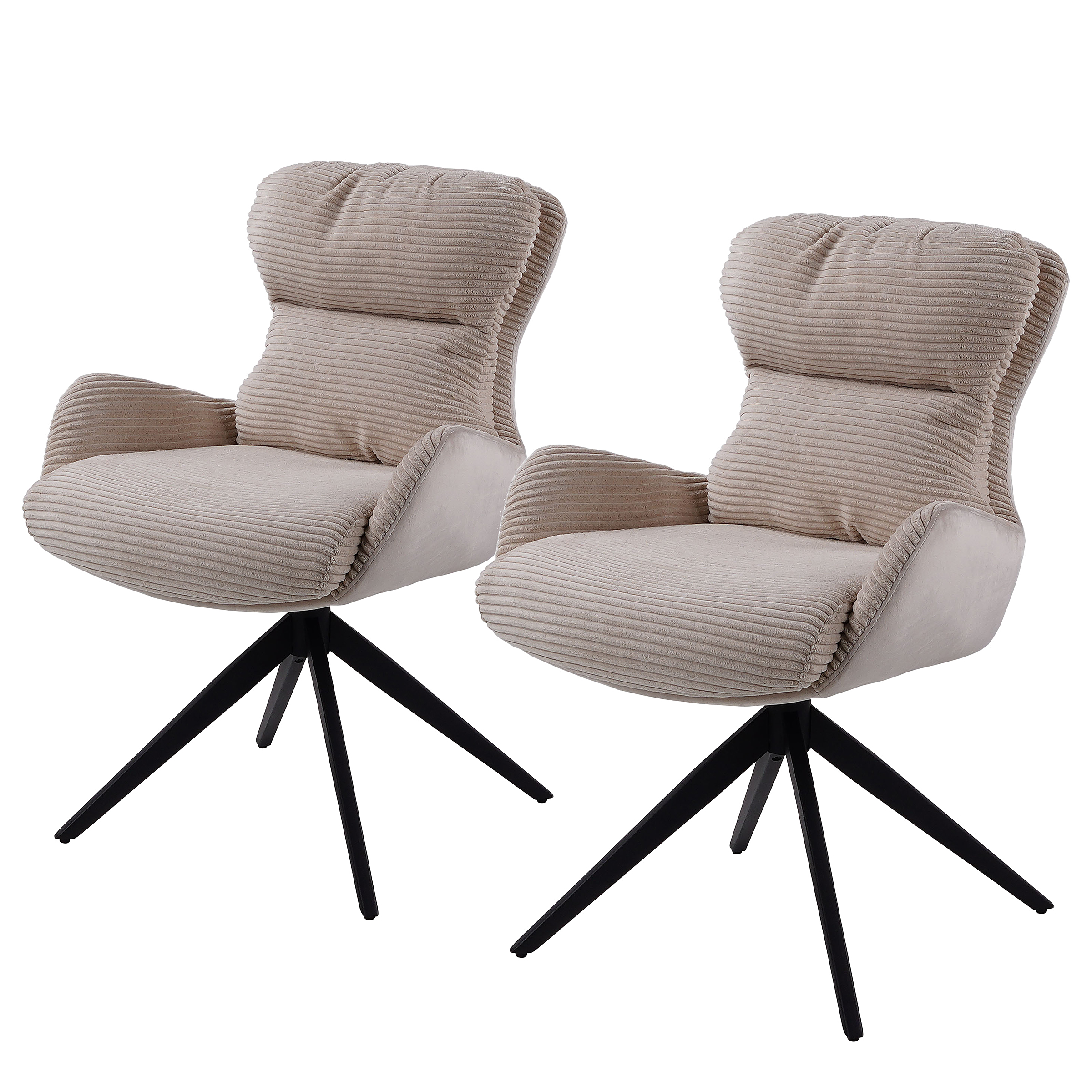 Armlehnenstuhl DILPUR 2er Set Beige