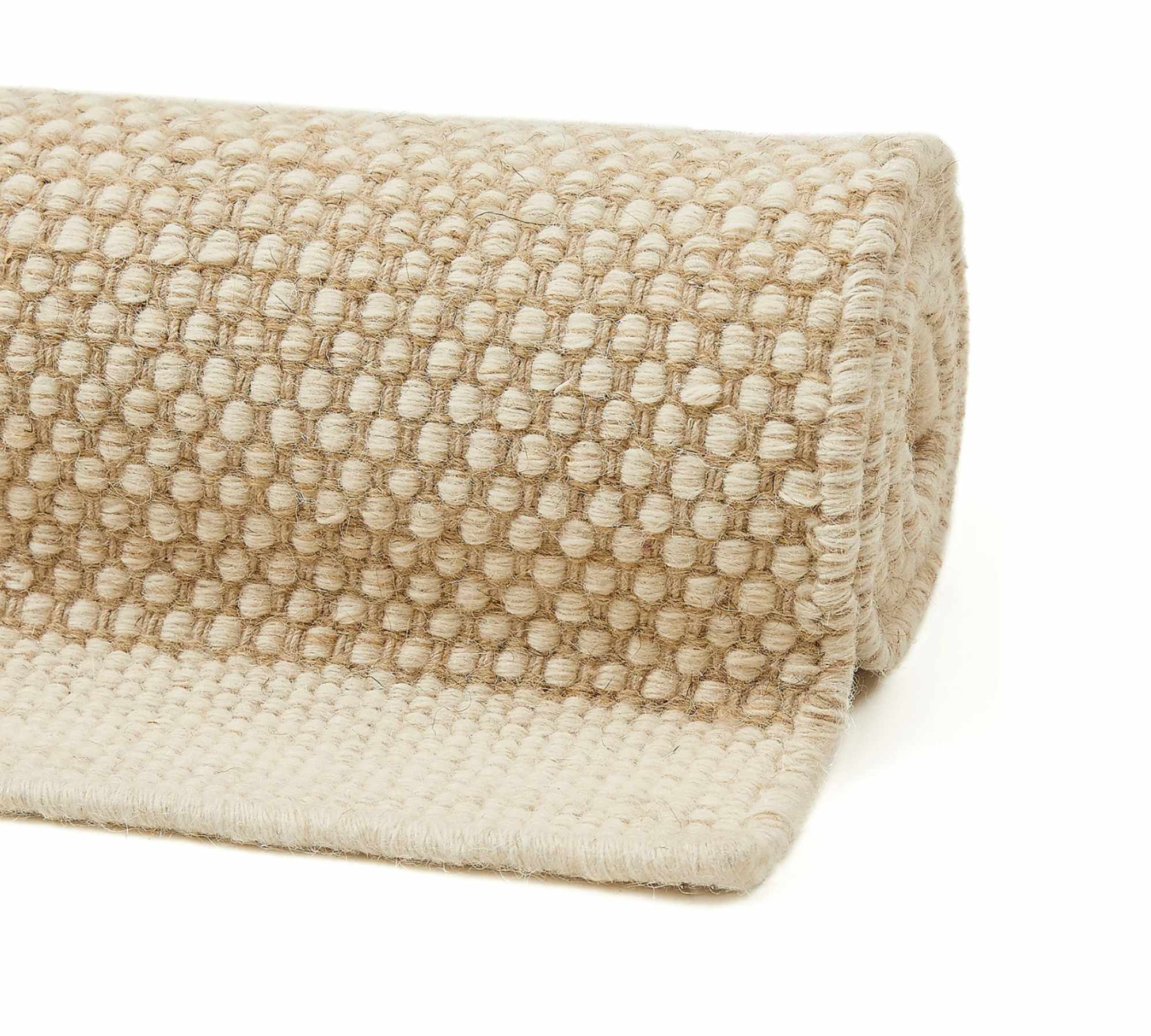 Teppich Wolle Baumwolle Creme 65 x 130 cm