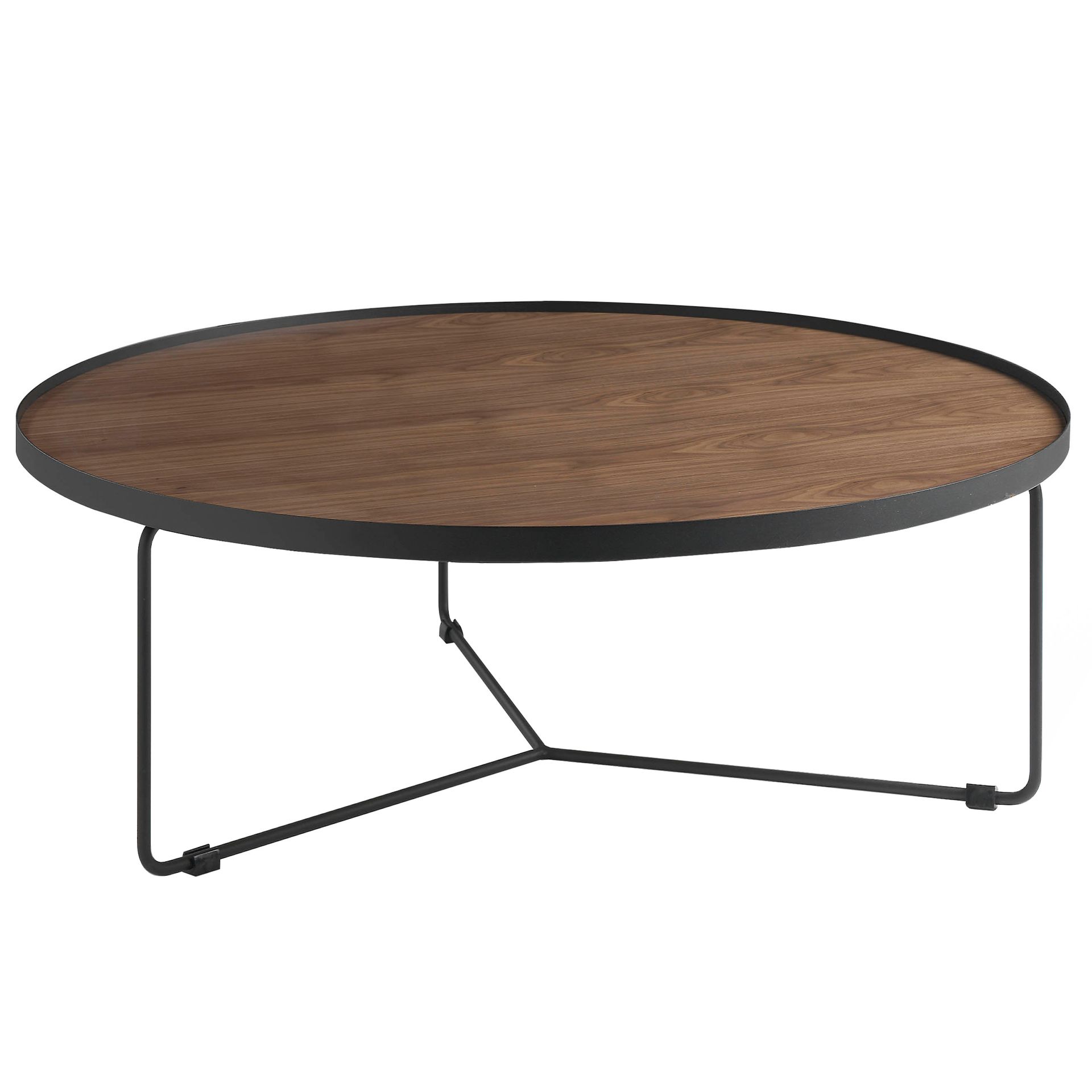 Runder Couchtisch Holzfurnier Stahl 100cm