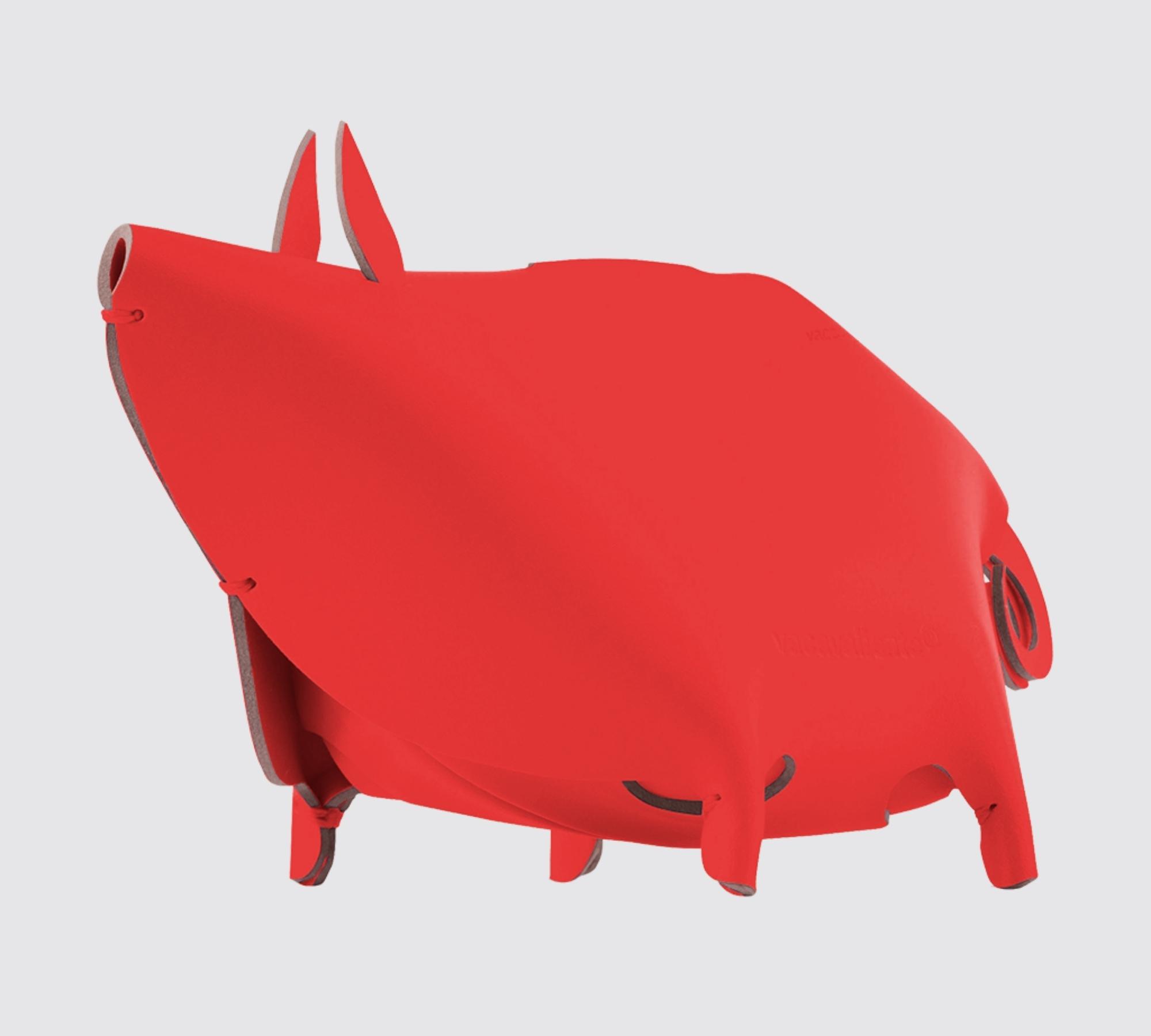 Sparschwein aus 100% Recyceltem Leder aus Spanien Rot