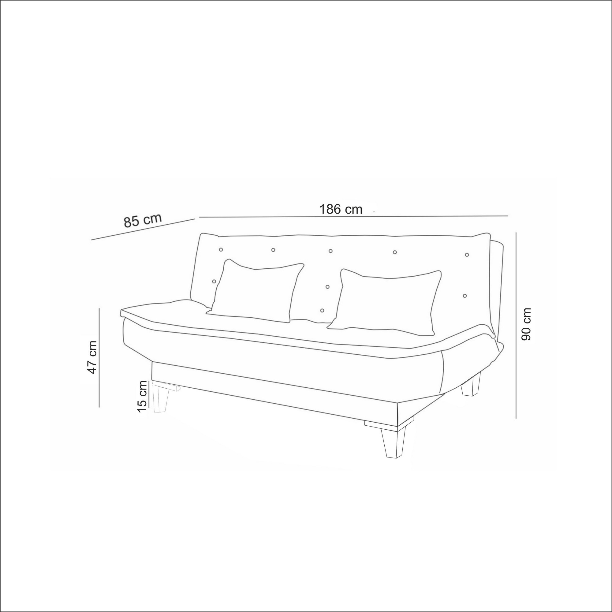 Santo Schlafsofa 3-Sitzer Holz Anthrazit