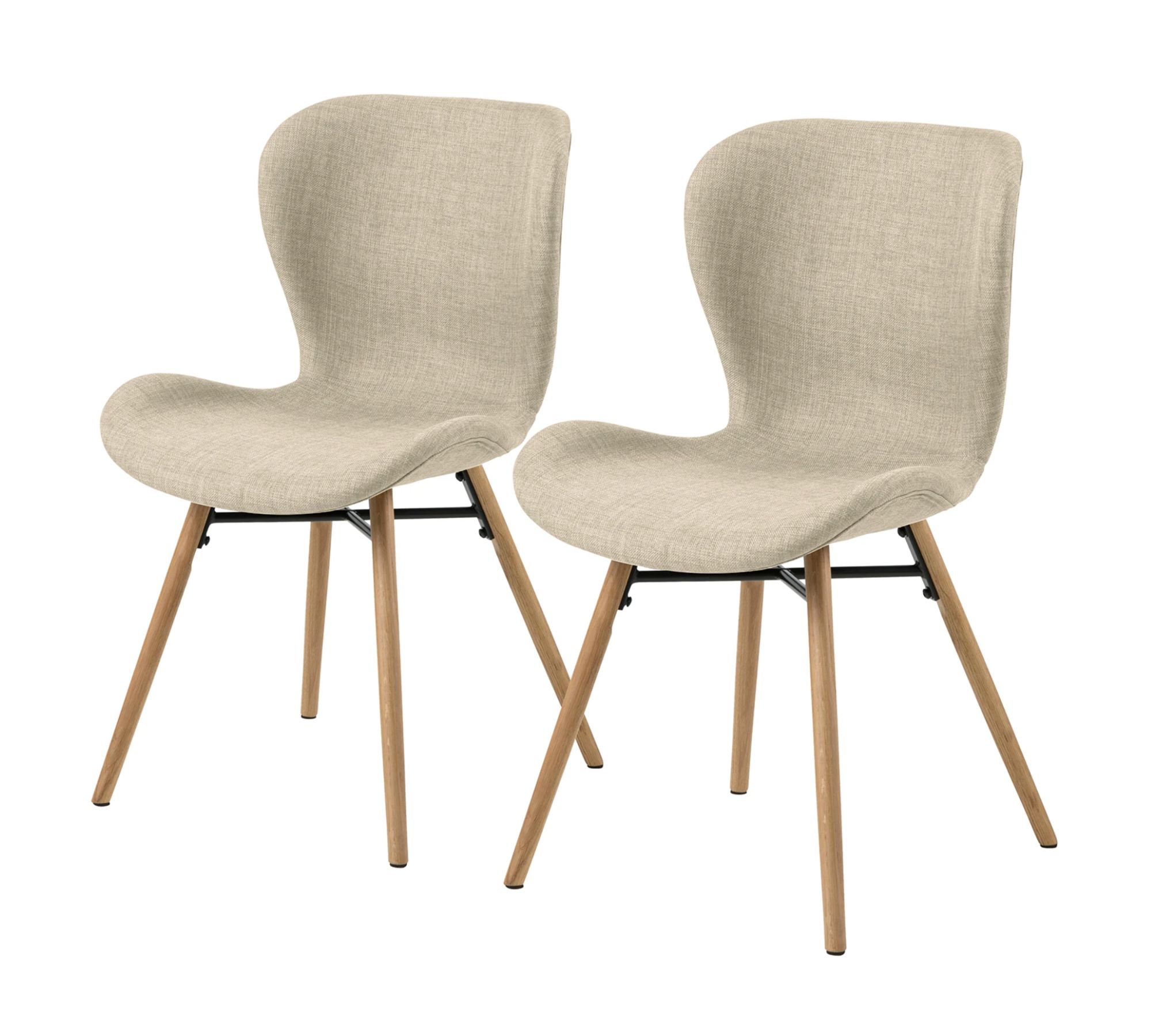 2x Upholstered chair LIVARAS Fabric Radis Cream
