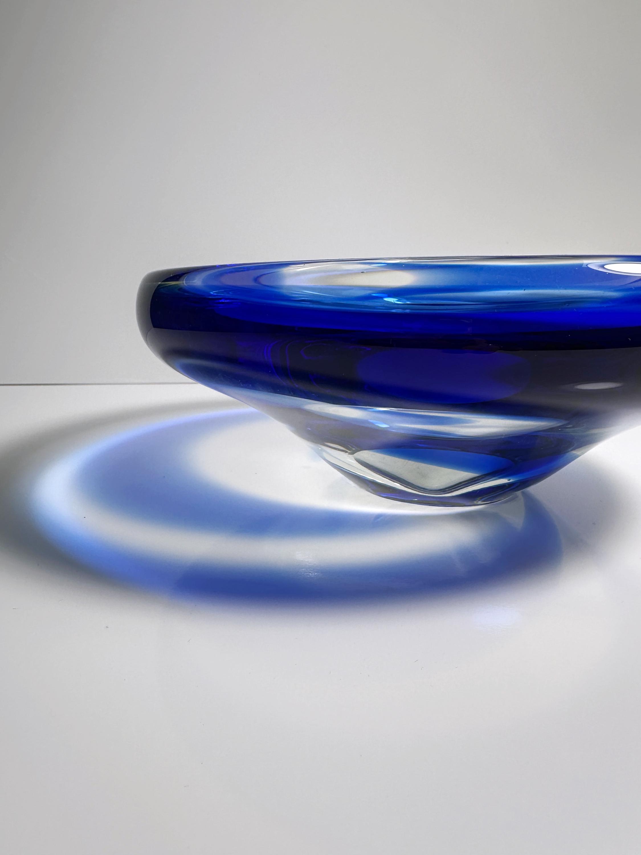 Vintage bowl glass blue 1950s