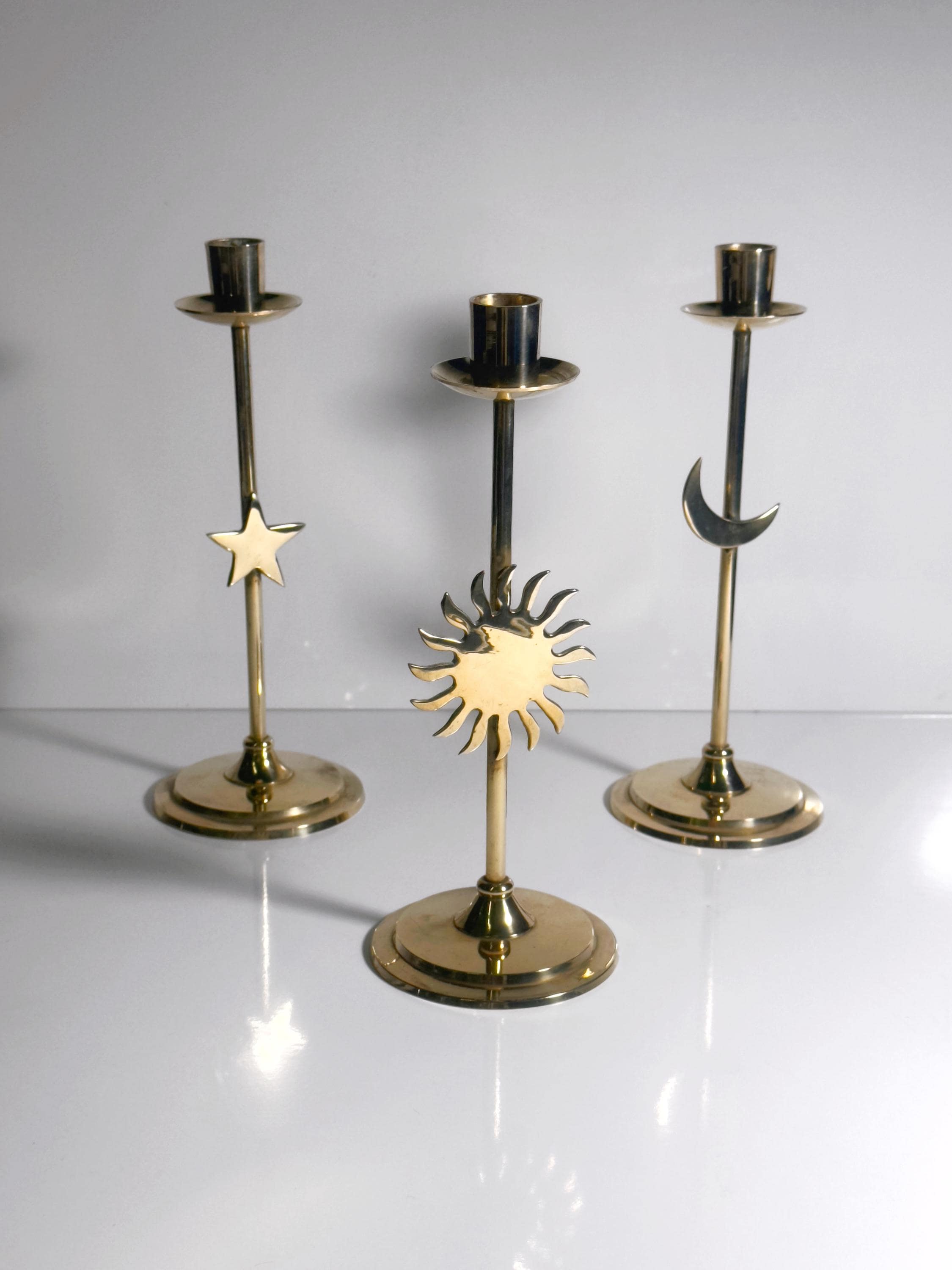 3x Vintage Kerzenhalter Messing 90er Jahre