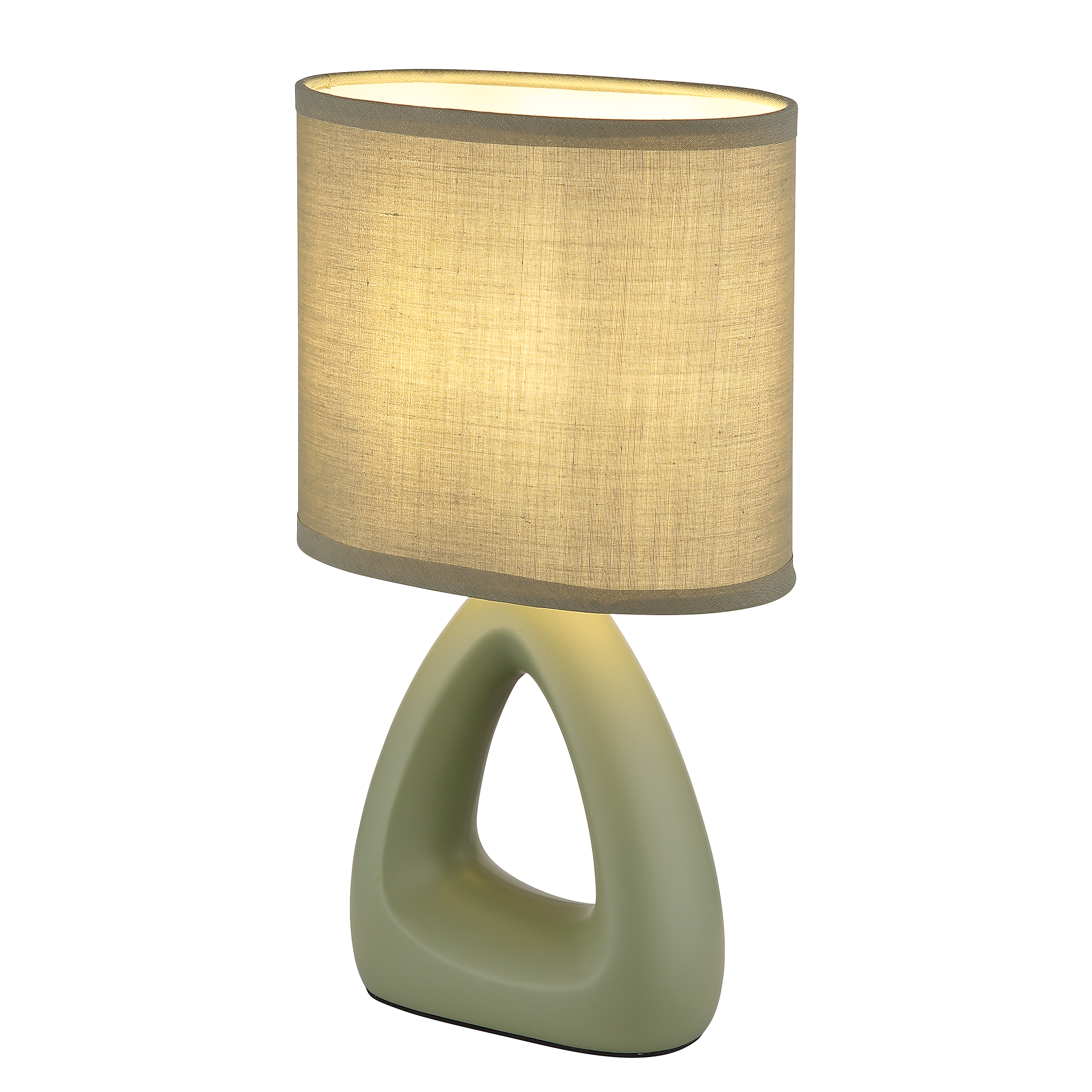 Triangle Tischleuchte  1-flammig Strukturstoff Steingut Grün