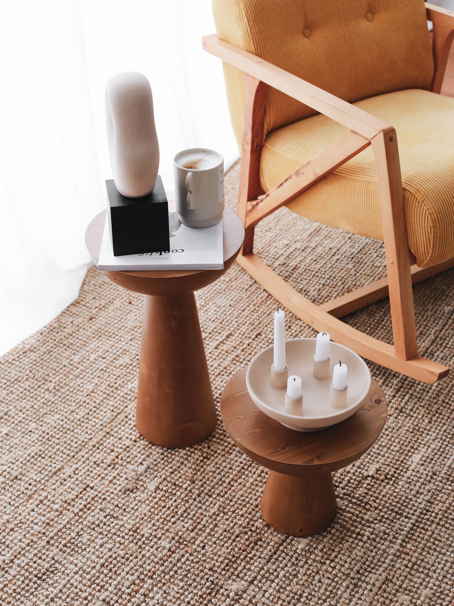 Nini Rocking Children's Chair Velvet Yellow