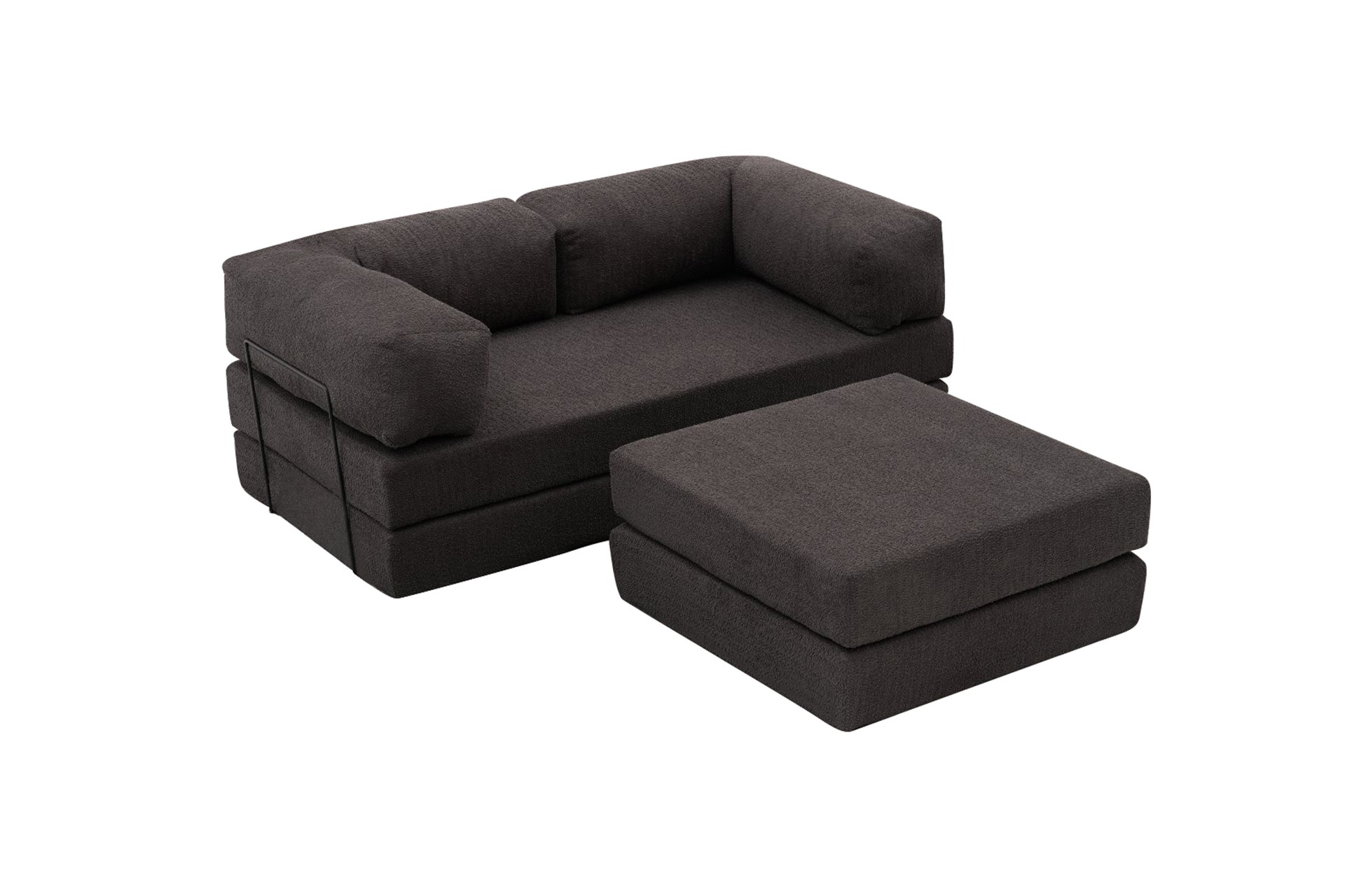 Comfort Schlafsofa 2-Sitzer mit Hocker Anthrazit