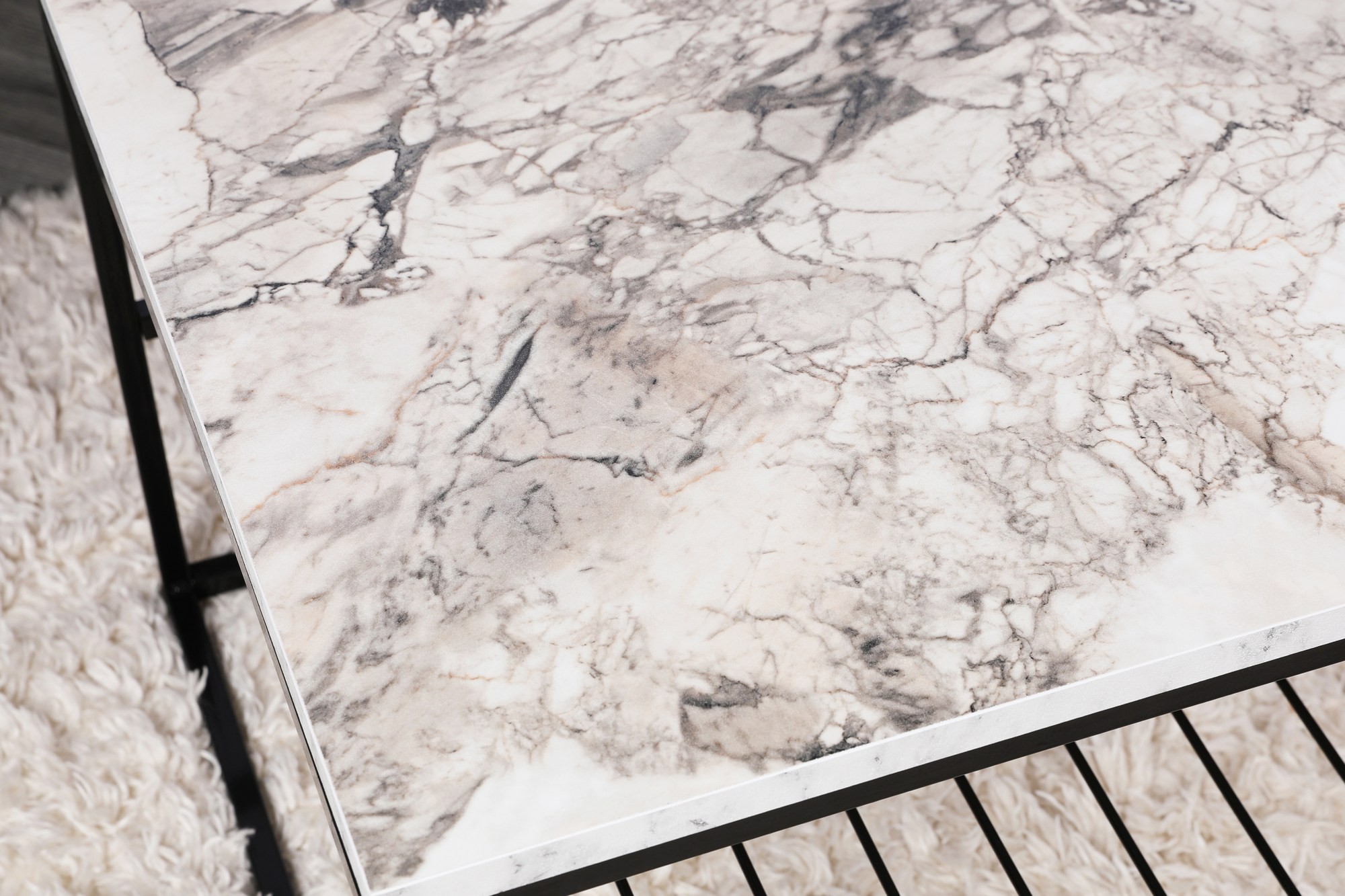 Asude Tavolino impiallacciato Bianco Nero