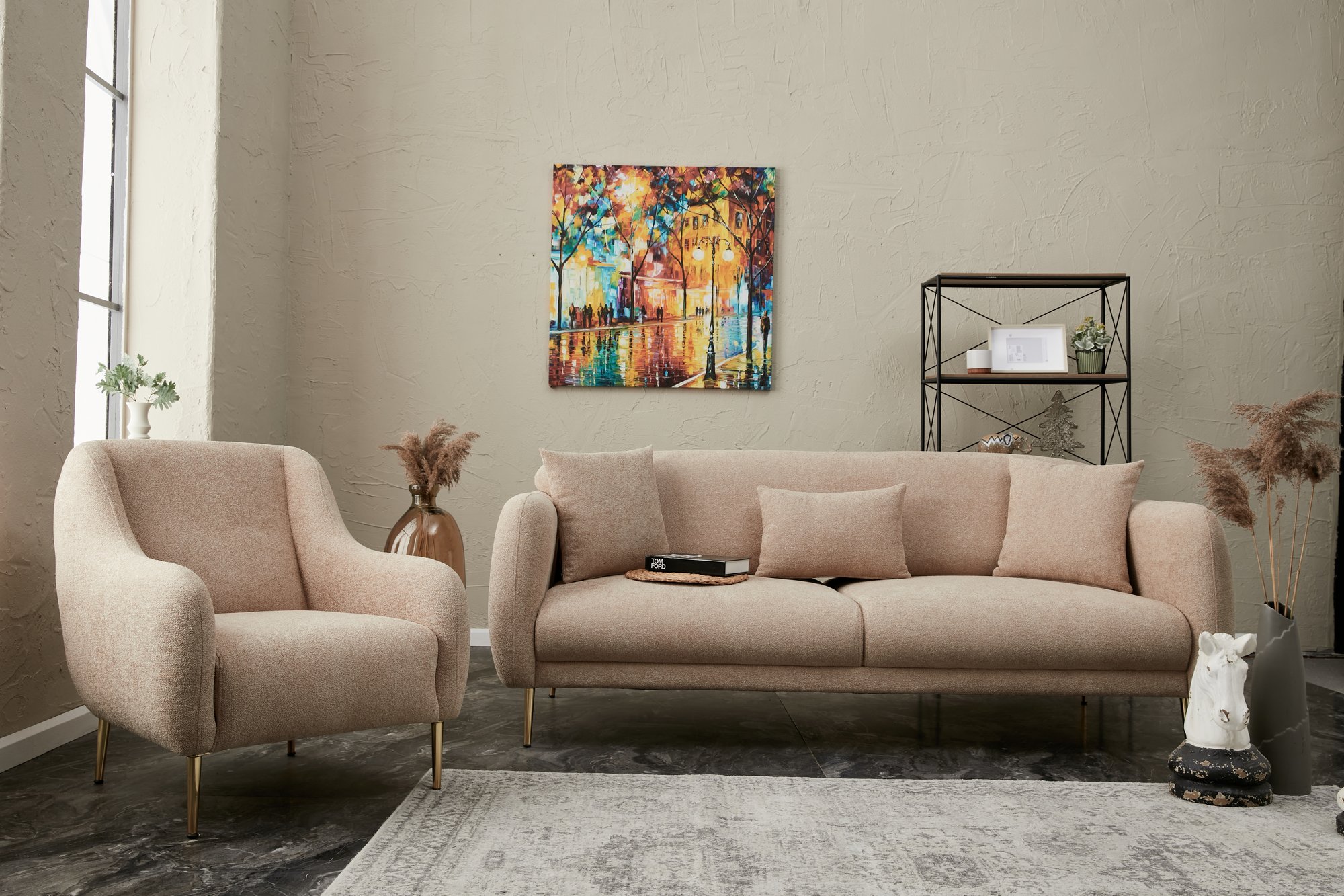 Simena Sofa 3-Sitzer Beige