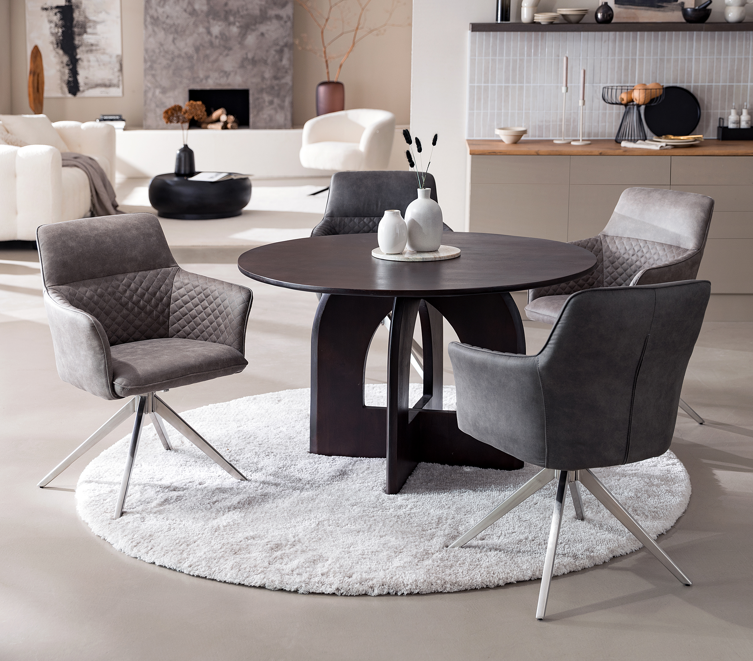 Armchair YEVOY Set of 2 Microfiber Dark Gray
