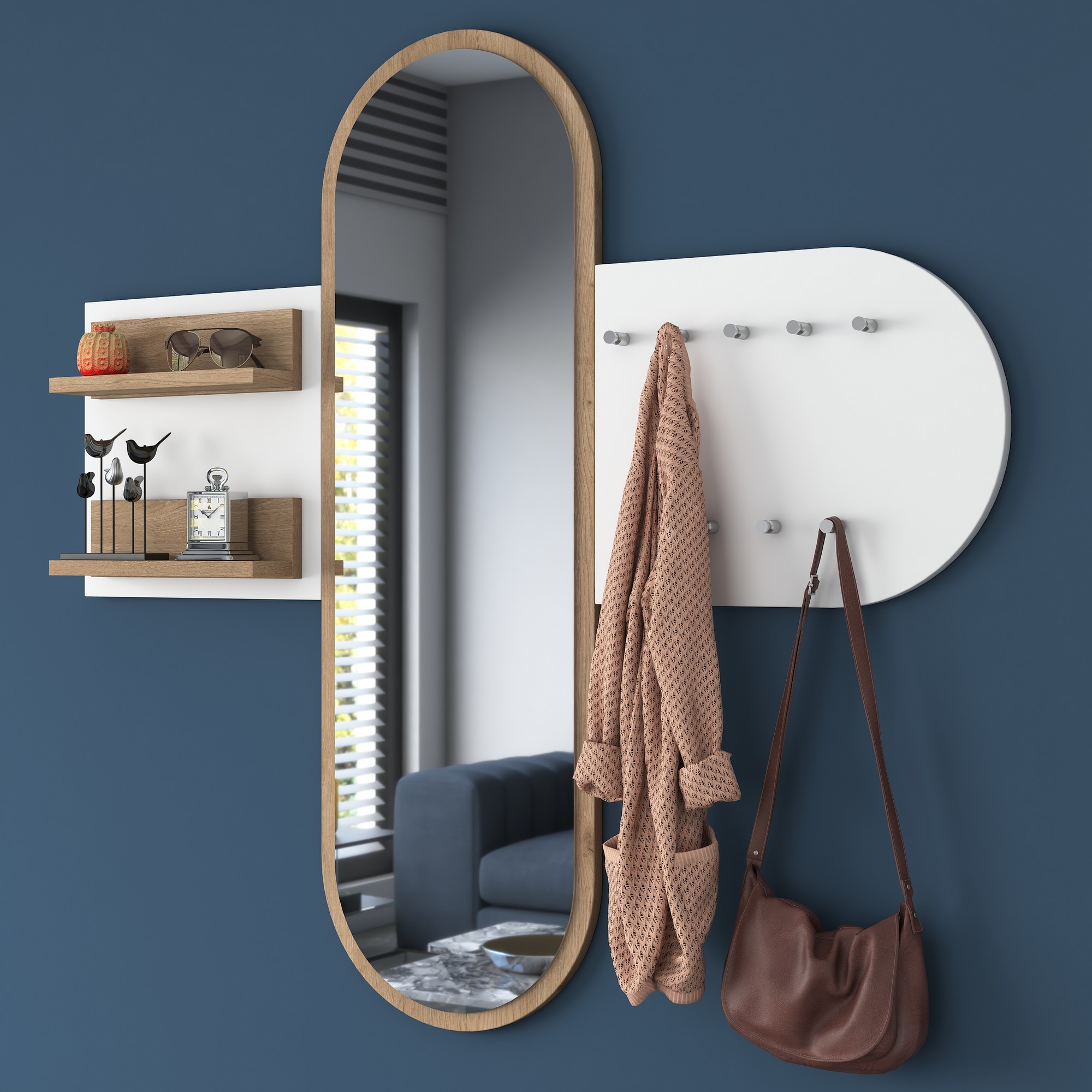P3 Garderobe Holzfurnier Weiß