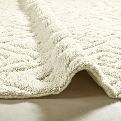 Square Teppich Wolle Baumwolle Creme