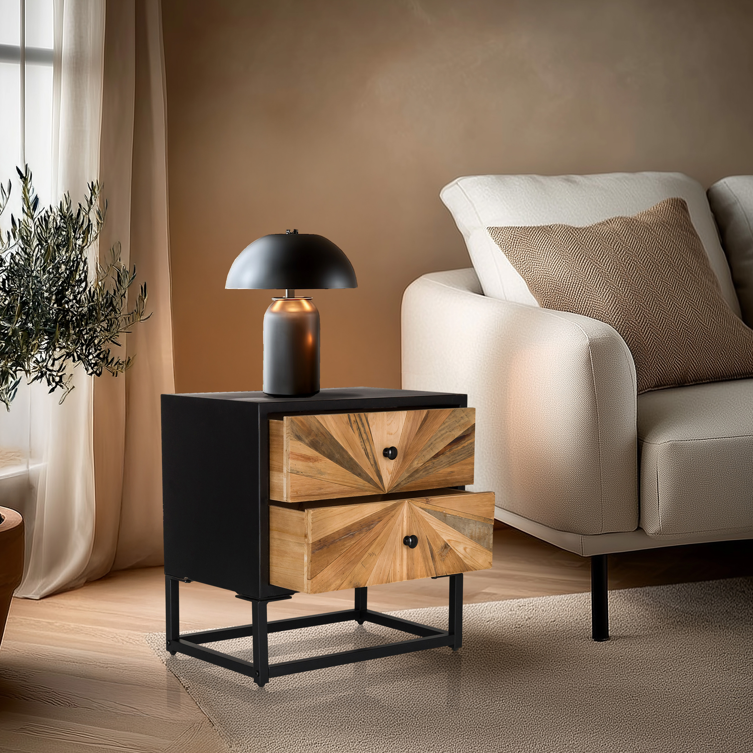 SANTJAGO BLACK SUN Side table fir wood