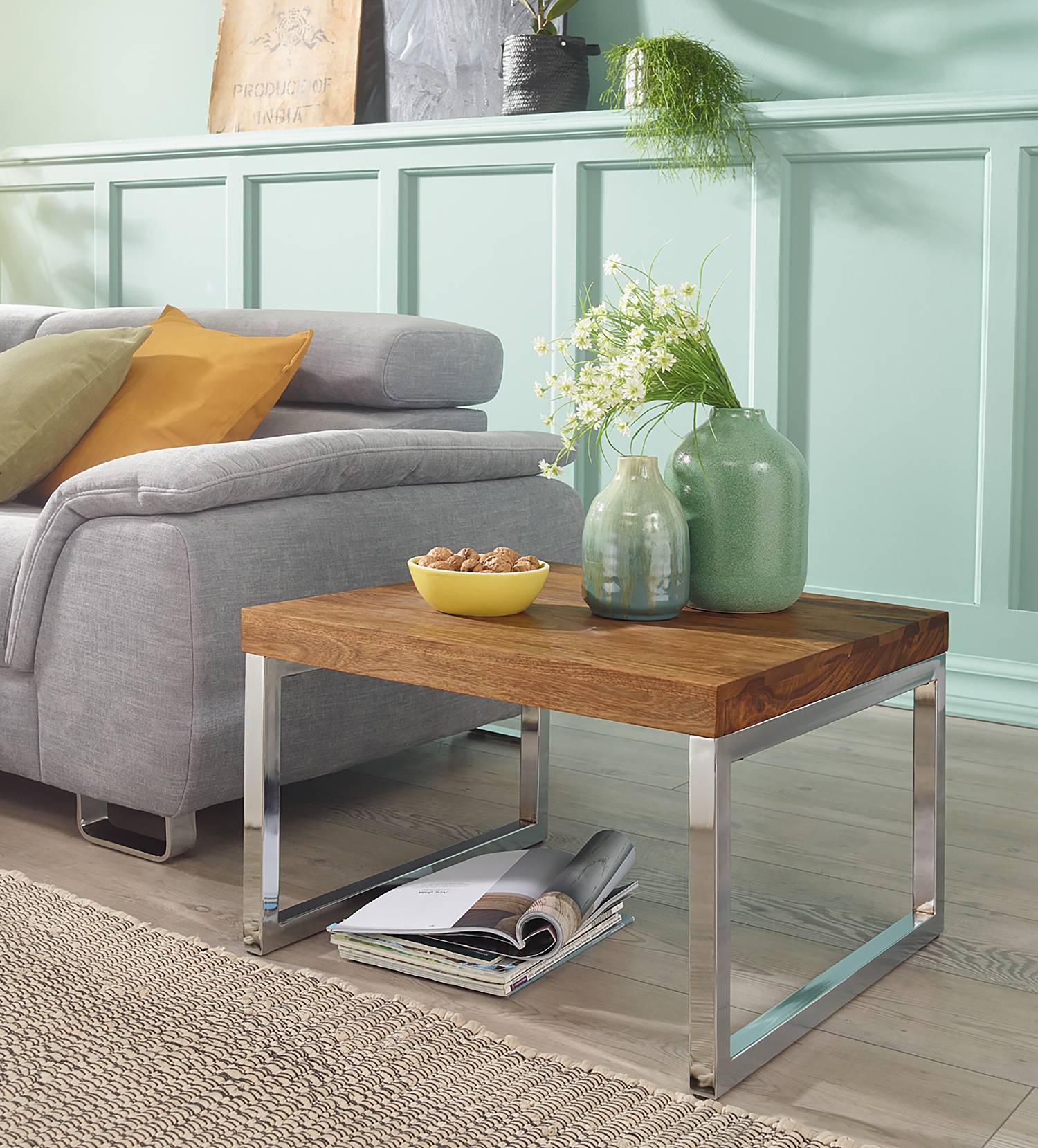 Montes Beistelltisch Sheesham Massiv Braun 