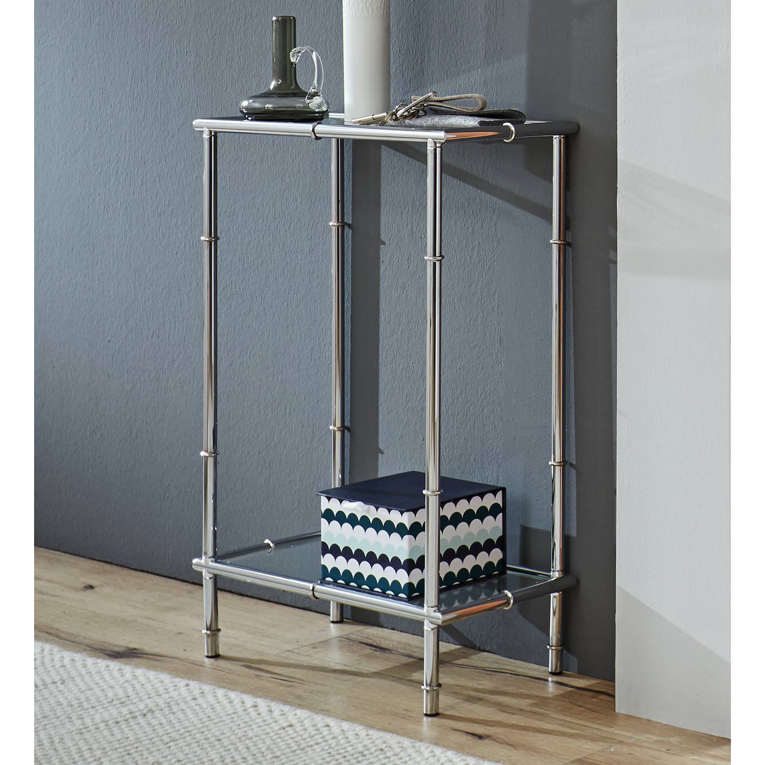 Konsolentisch Newellton Glas Metall Chrom