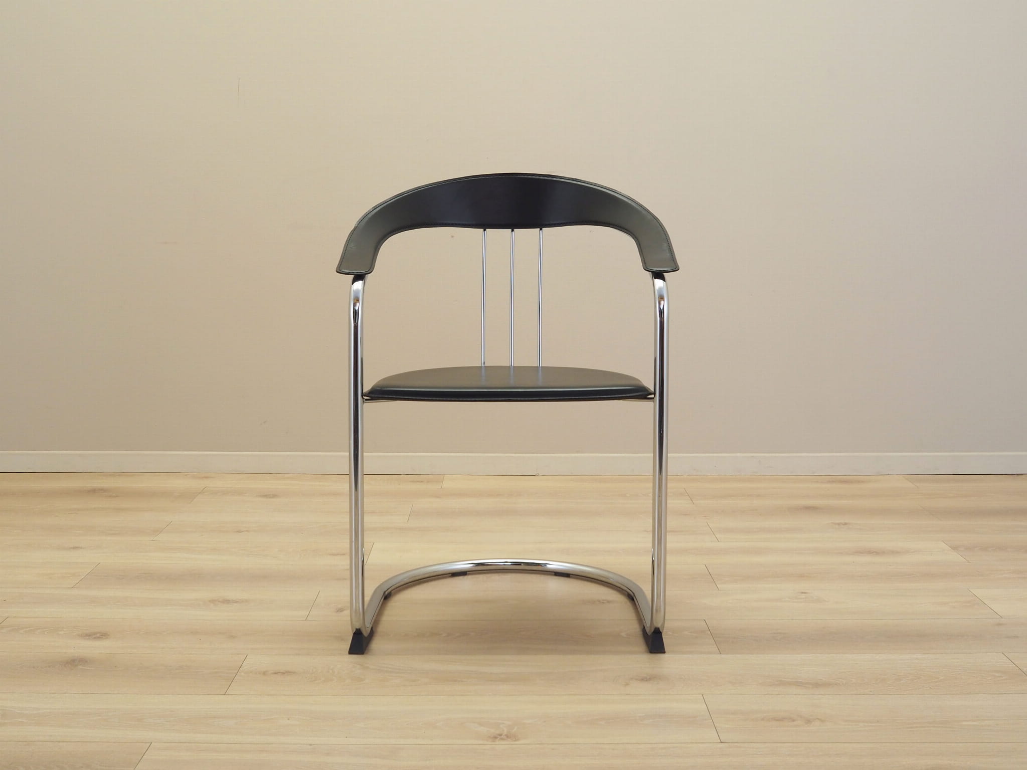 4x Dining chair leather metal 1980s