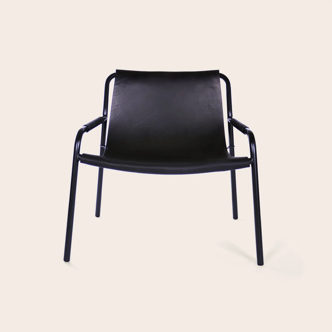 September Sessel Leder Schwarz