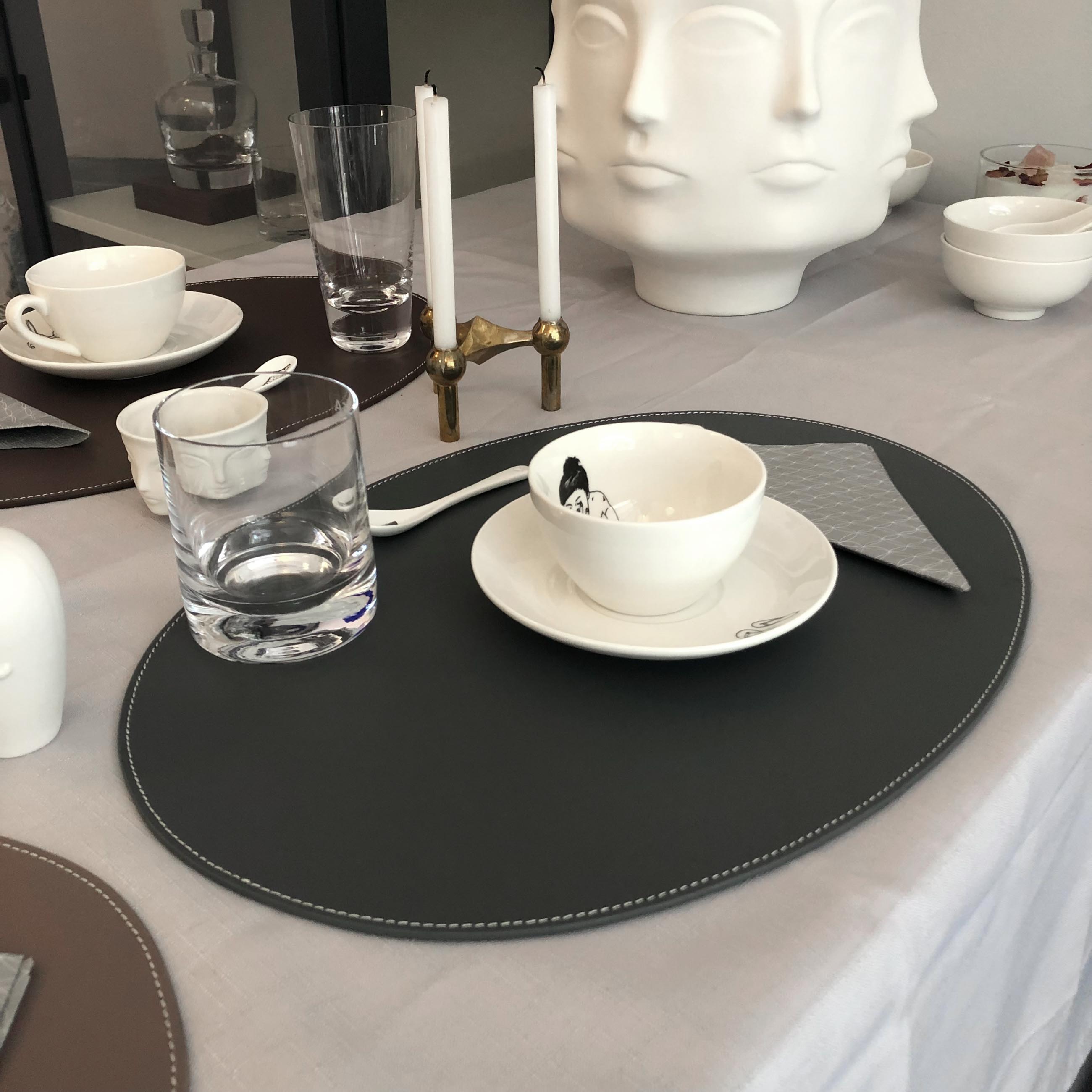 Placemat Leather Grey