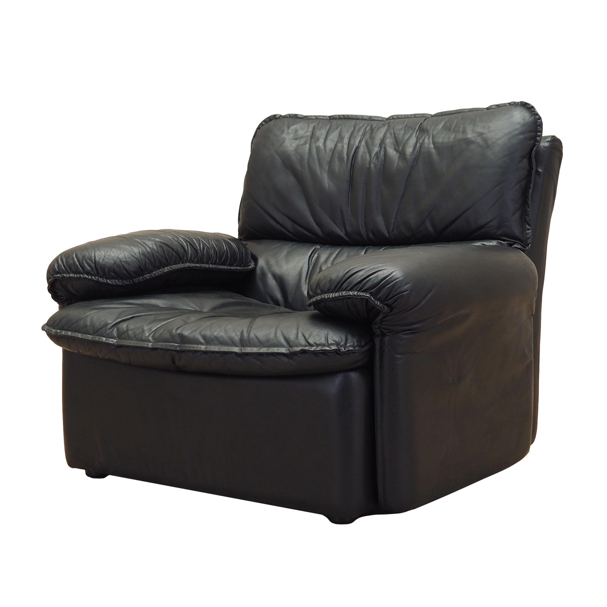 Loungesessel Leder Schwarz 1970er Jahre