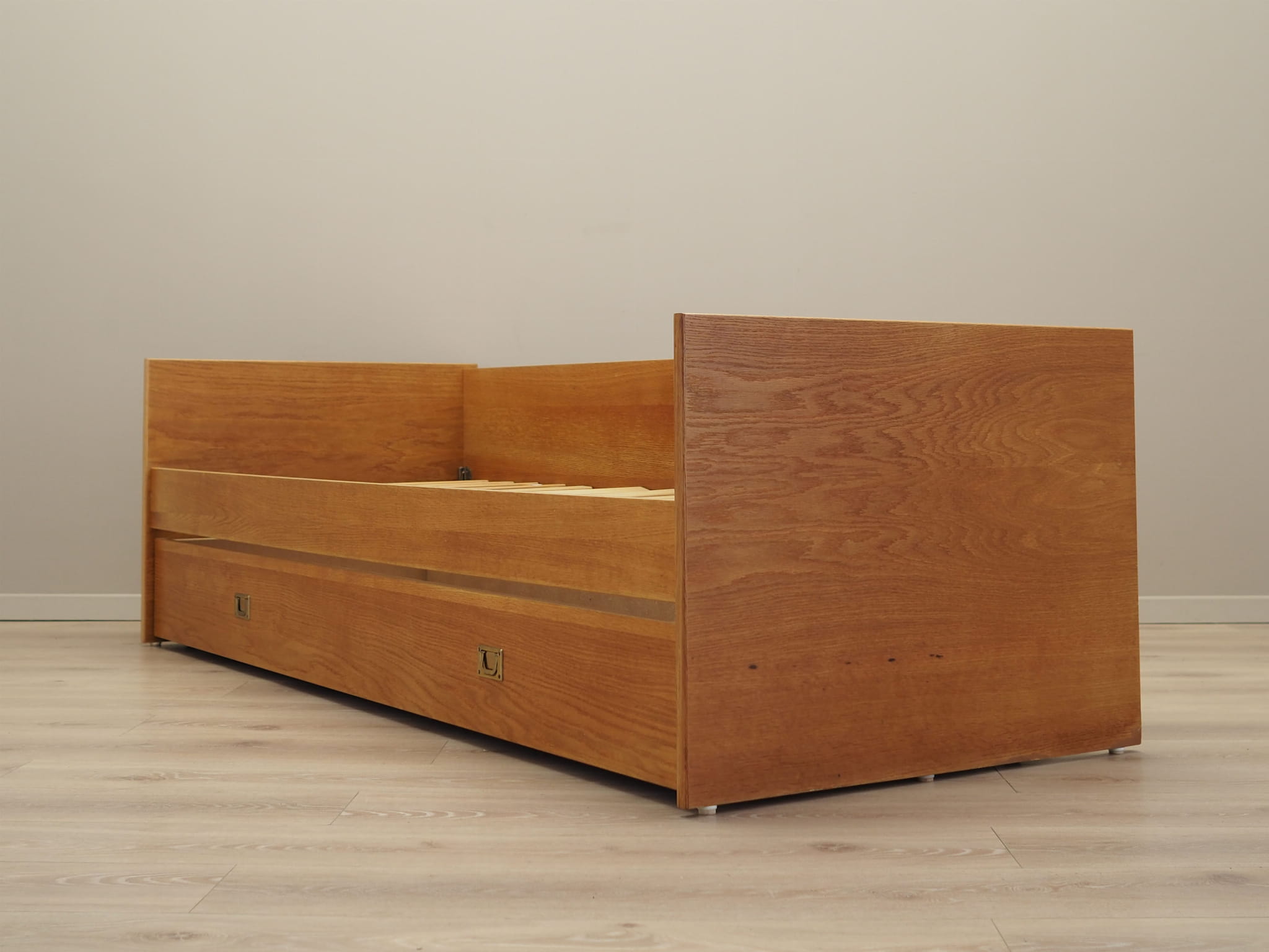 Vintage Bett Holz Braun 1970er Jahre