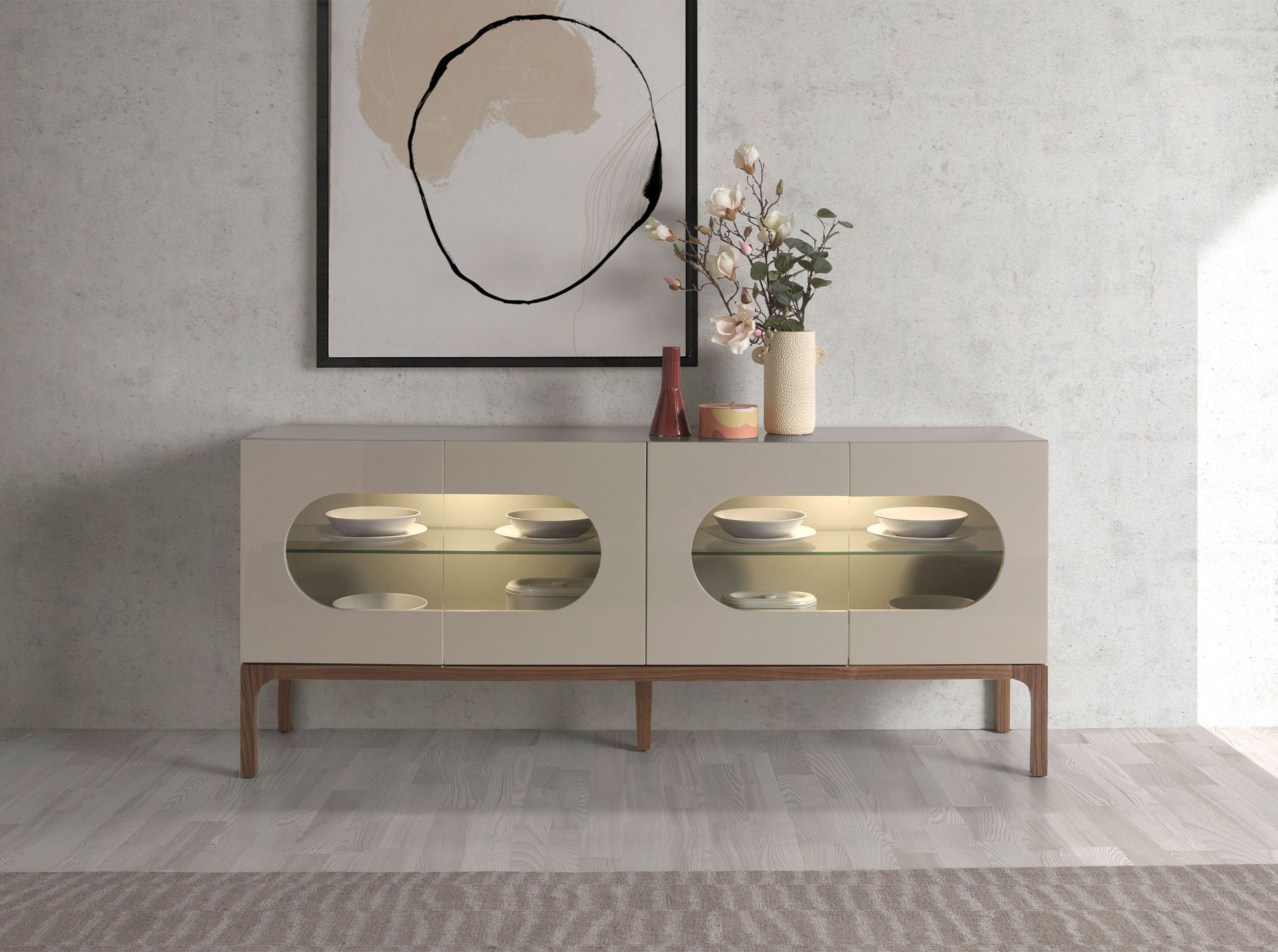 Sideboard Walnut Wood Grey 3241