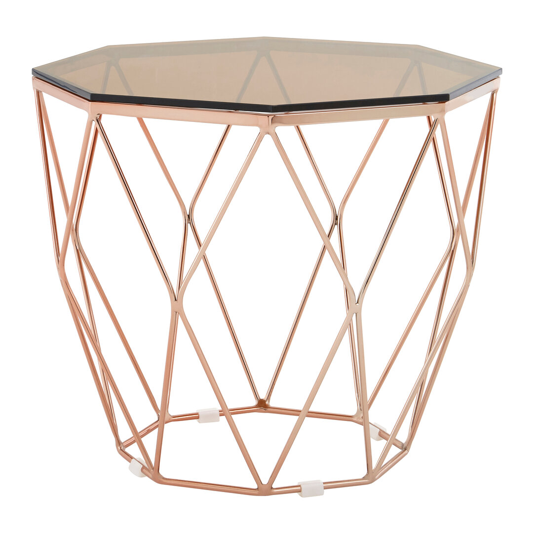 Allure Side Table Glass Metal Rose Gold