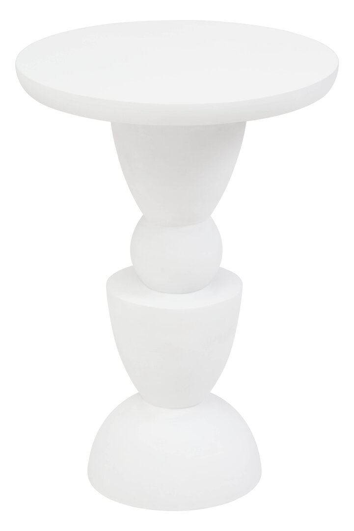 Walsa Round Side Table Mango Wood Whitewash