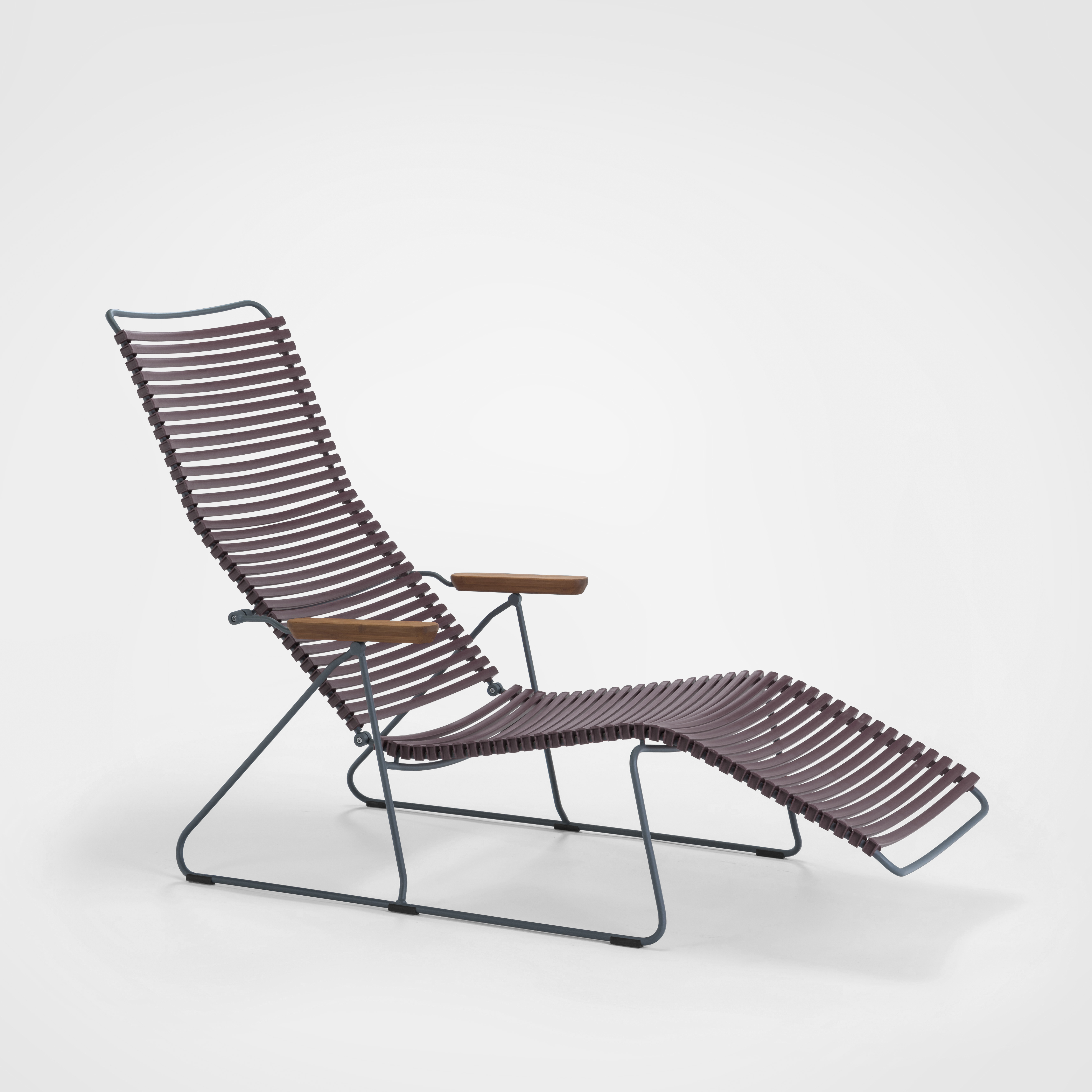CLICK Sunlounger Liegestuhl Bambusarmlehnen Pflaume 10810
